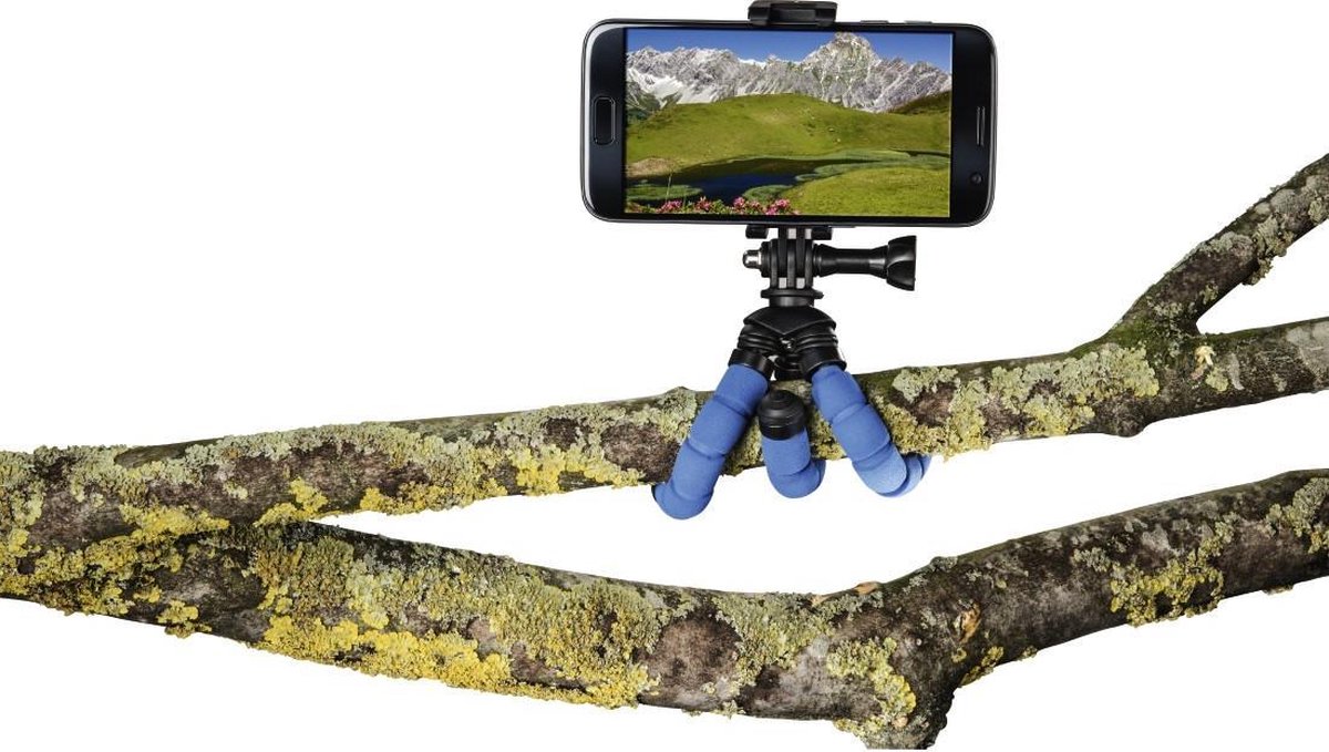 Ministatief  Flex  voor smartphone en GoPro, 14 cm, blauw