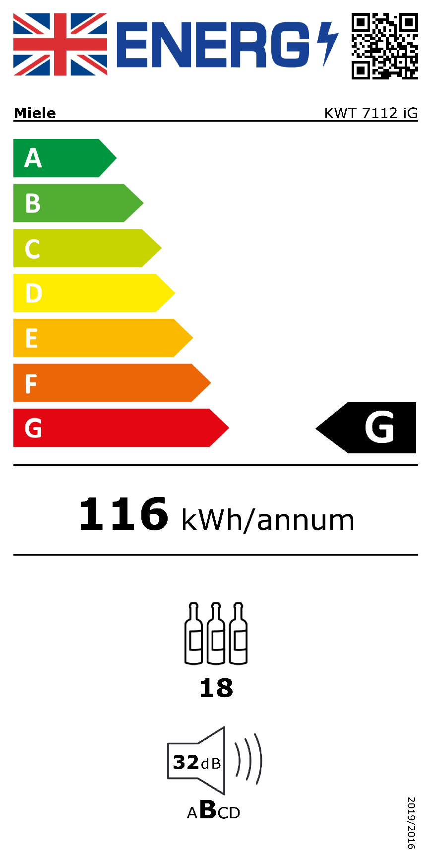 Miele 11186570 refroidisseur à vin Intégré Graphite, Gris 18 bouteille(s)