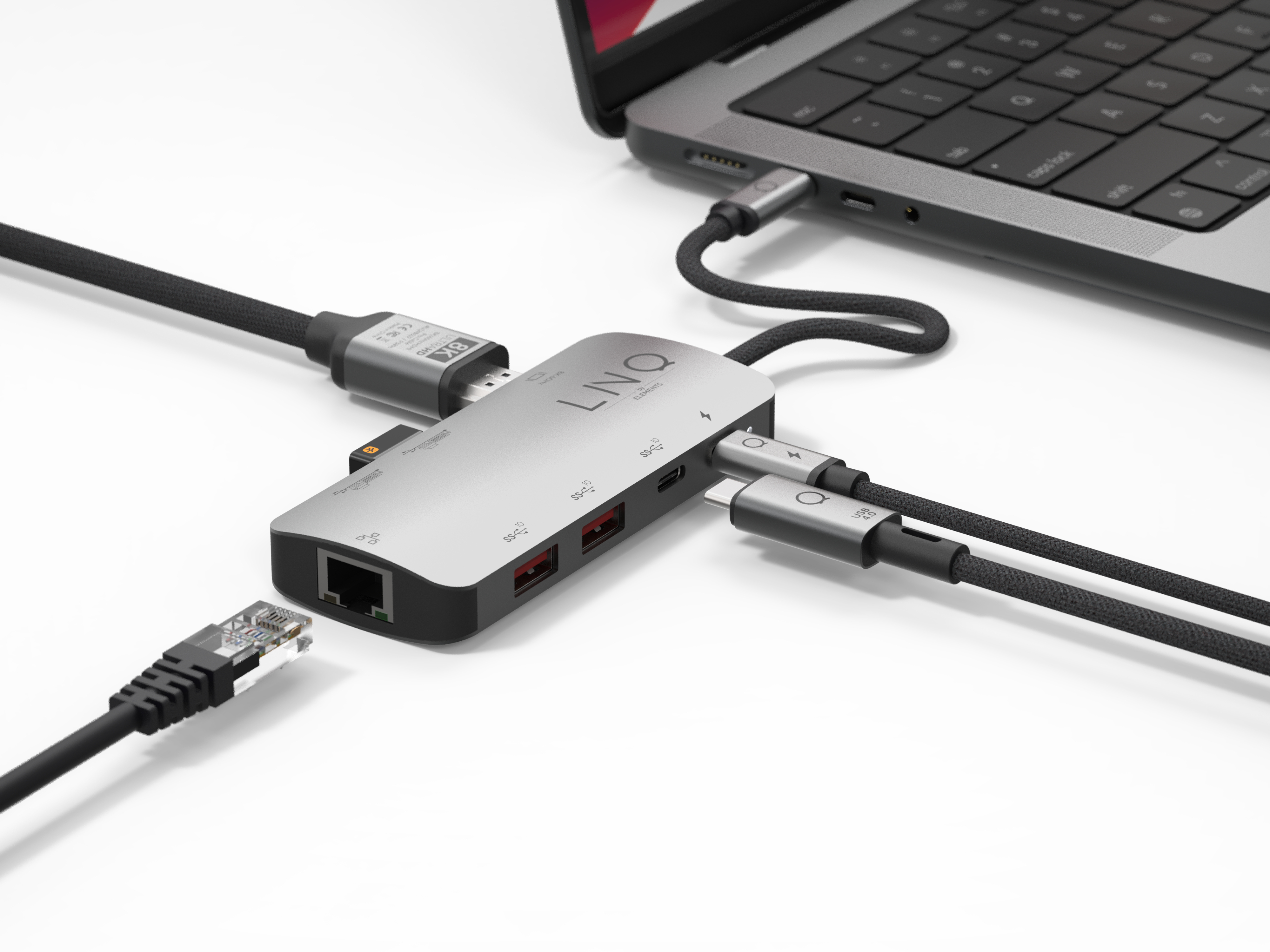 Linq byELEMENTS 8-in1 Pro 8K HDMI + 2x USB-C (1x 100W) + 2x USB-A 3.2 + 2x USB 2.0 + Ethernet