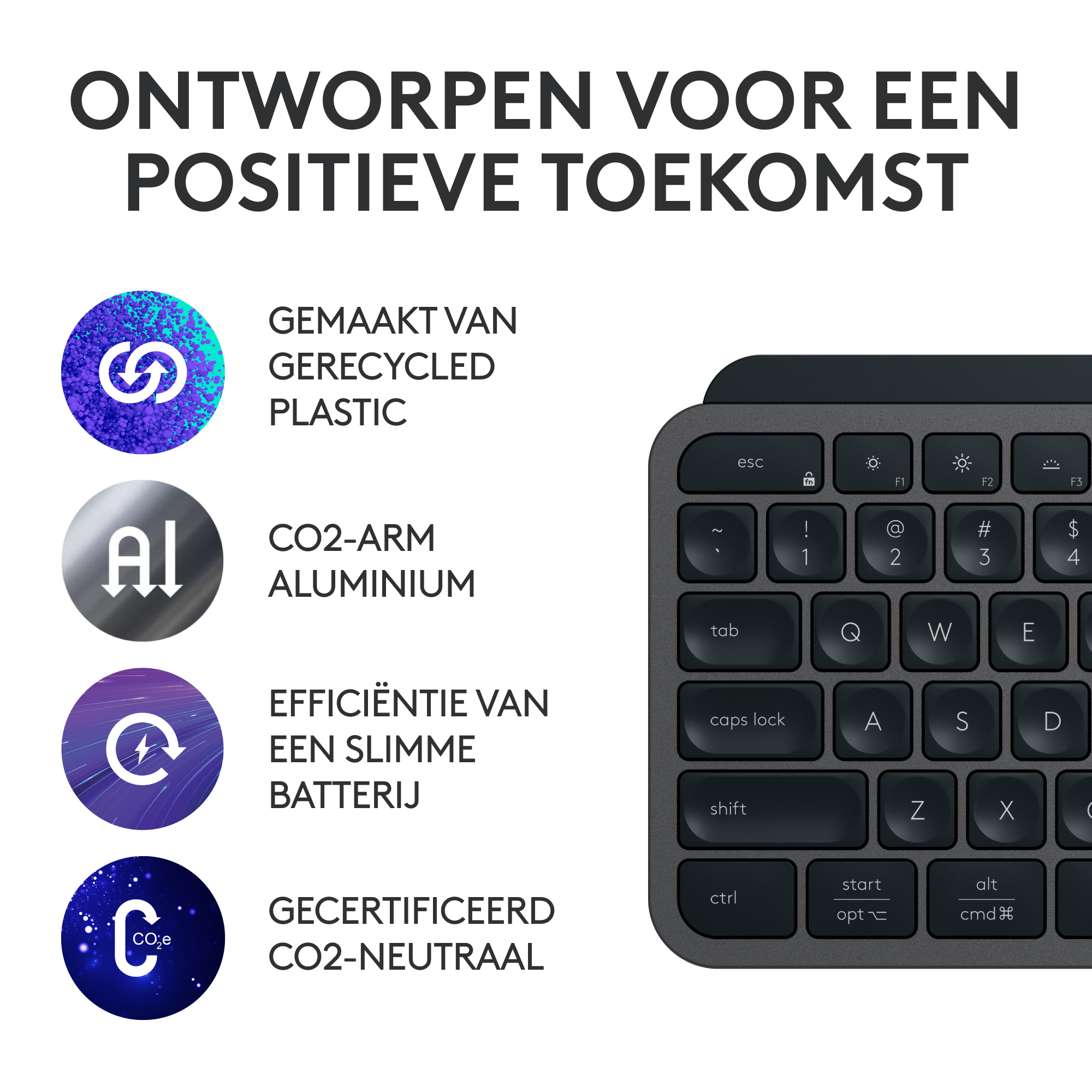 Toetsenbord LOGITECH WIRELESS MX KEYS AZERTY ZWART