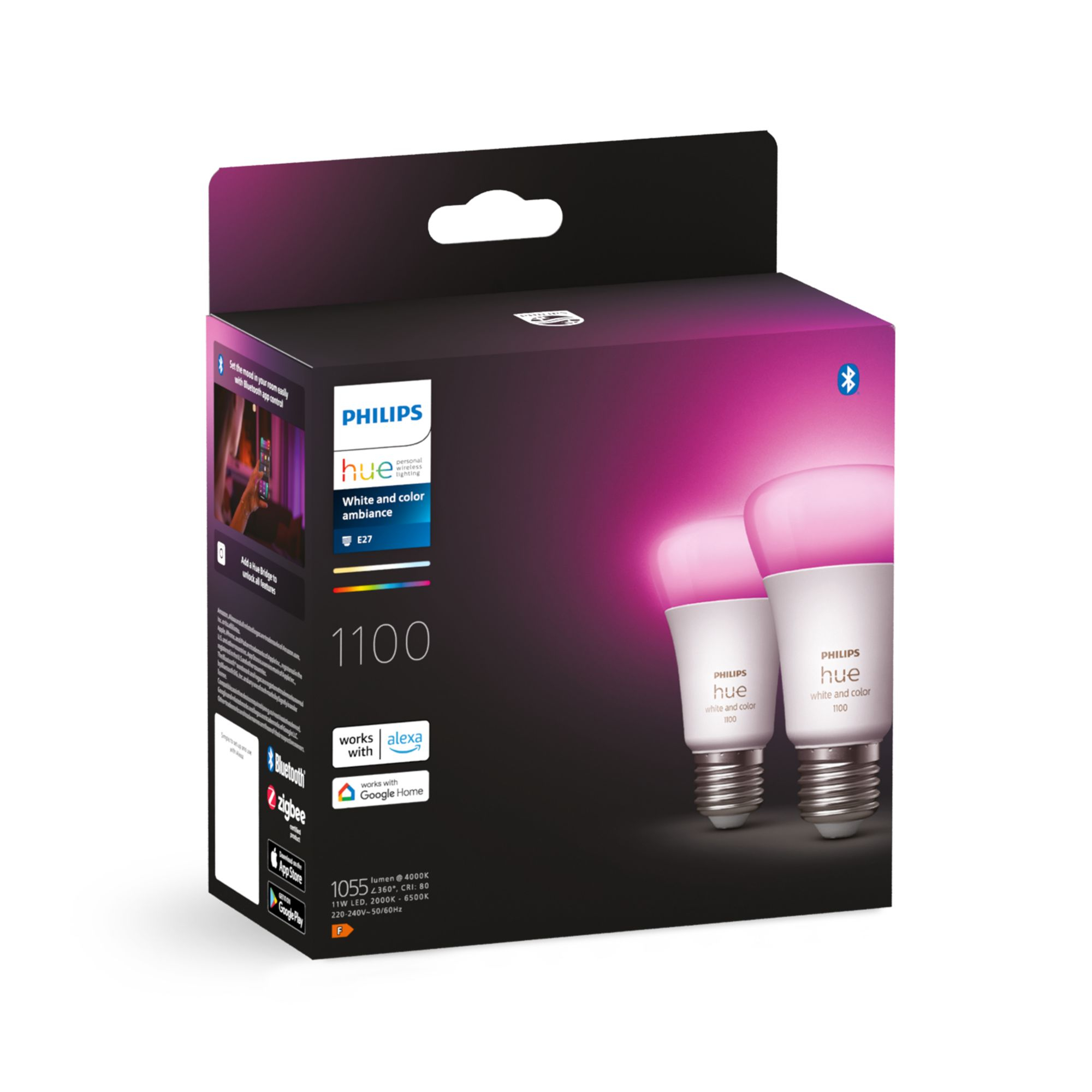 Lamp PHILIPS HUE White Color Ambiance E27 1100L 2pcs
