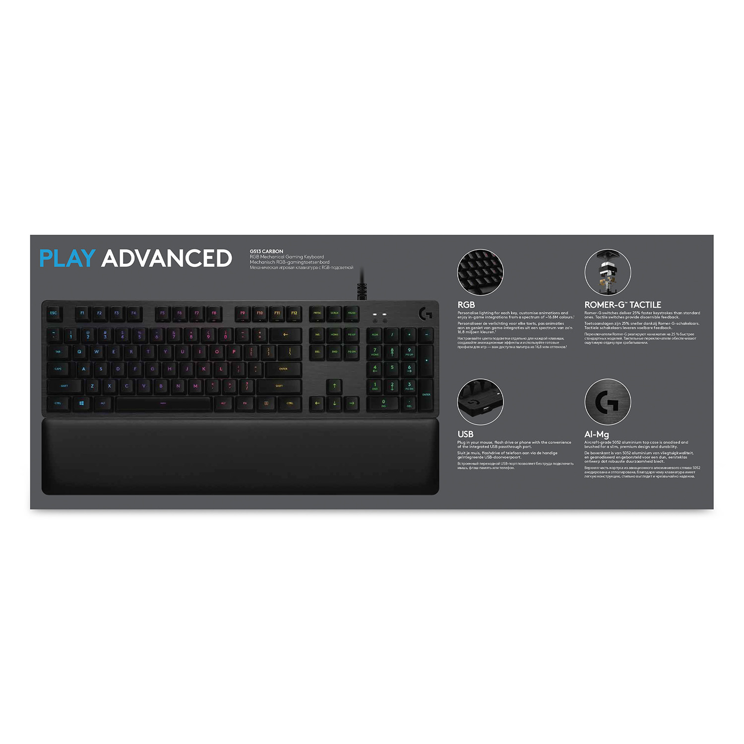 Logitech G G513 CARBON Mechanisch RGB-gamingtoetsenbord