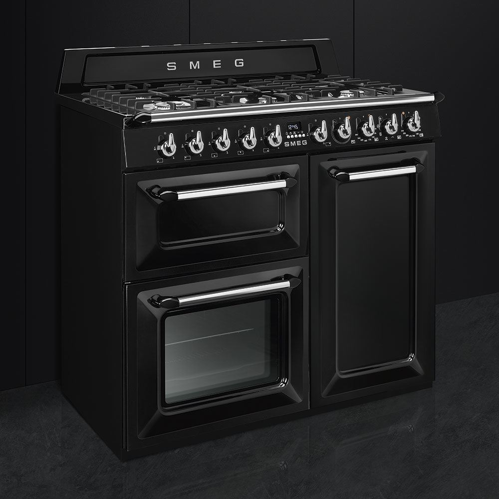 Smeg TR103BL fornuis Vrijstaand fornuis Electrisch Gaskookplaat Zwart A