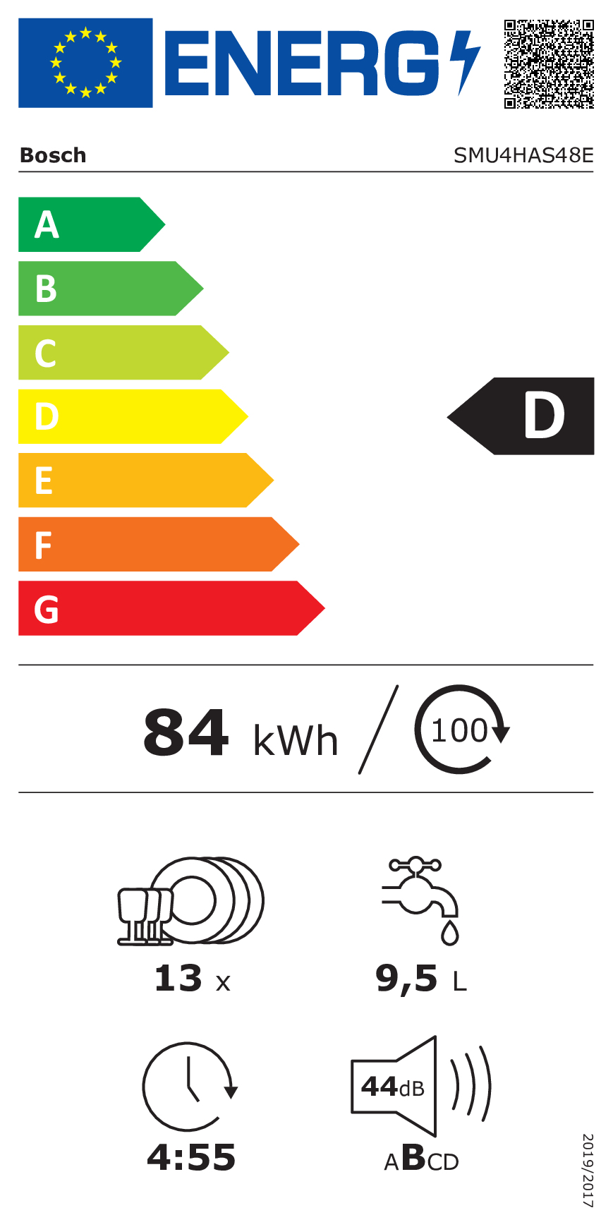 Vaatwasser BI BOSCH SMU4HAS48E / D/ 13 couvert / 44dB