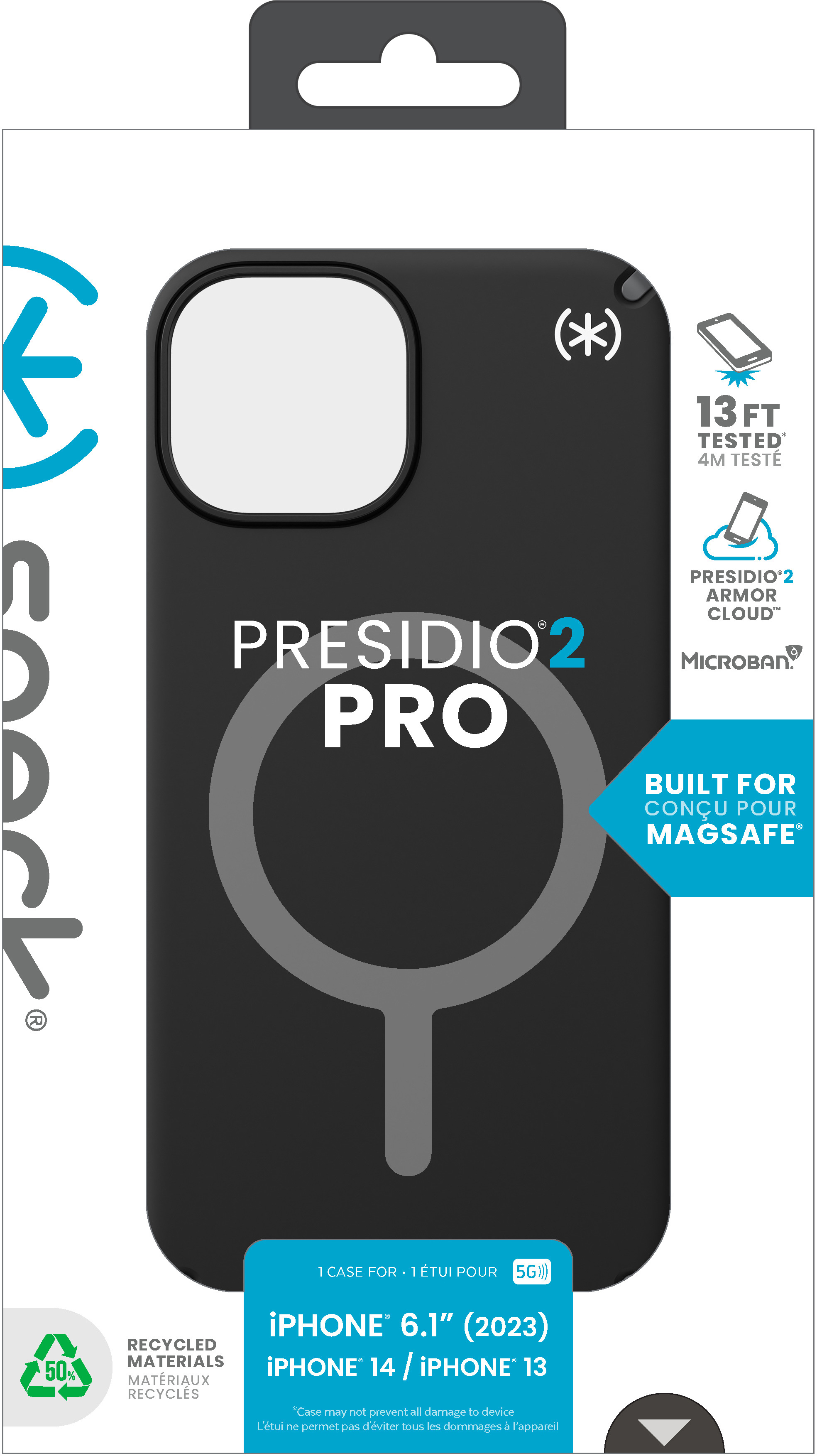 Speck Presidio2 Pro + MS Apple iPhone 16e/15/14/13 Black - with Microban