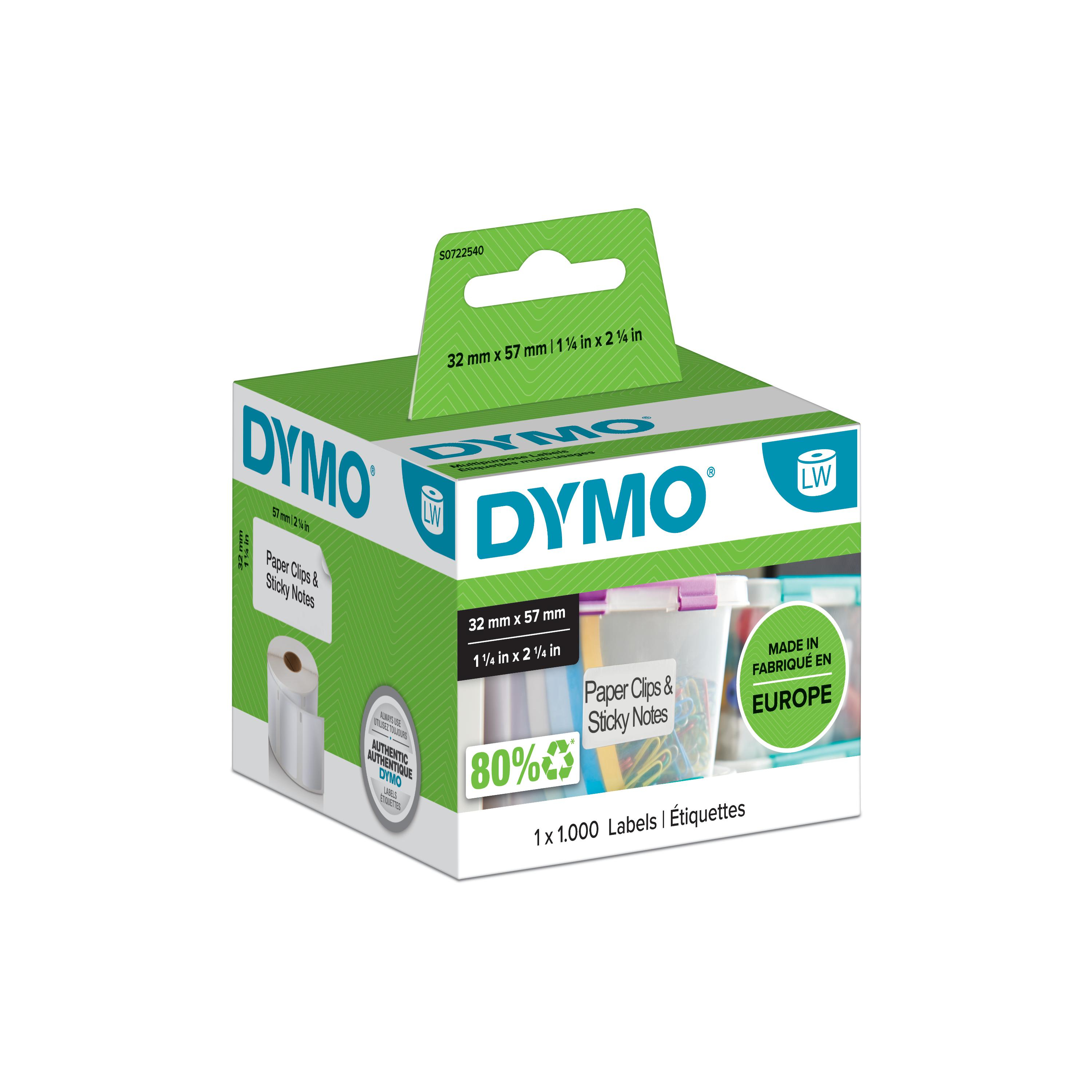 DYM11354 LABELS DYMO 57X32MM WIT 1235300