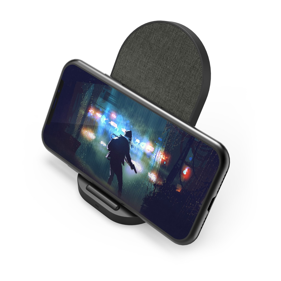 Hama QI-FC10S-Fabric Mobiele telefoon Zwart USB Draadloos opladen Snel opladen Binnen