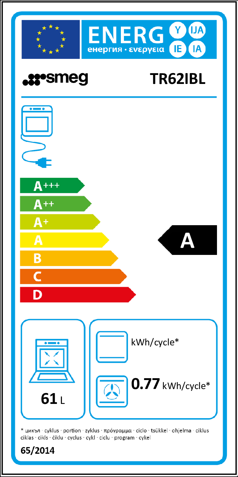 Smeg TR62IBL fornuis Vrijstaand fornuis Electrisch Inductiekookplaat zones Zwart A