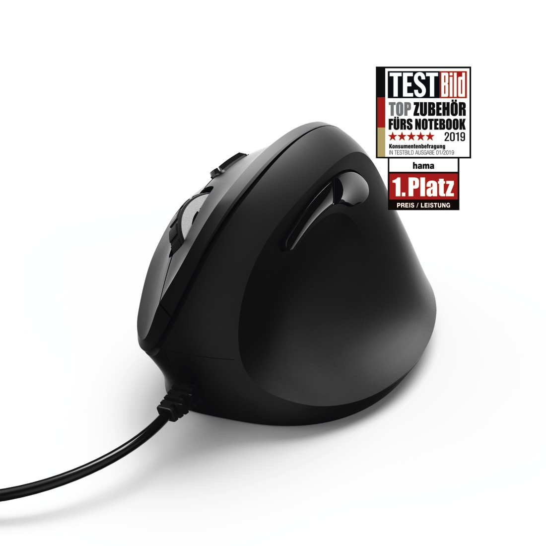 Hama Souris verticale ergonomique EMC-500, filaire, 6 boutons, noire