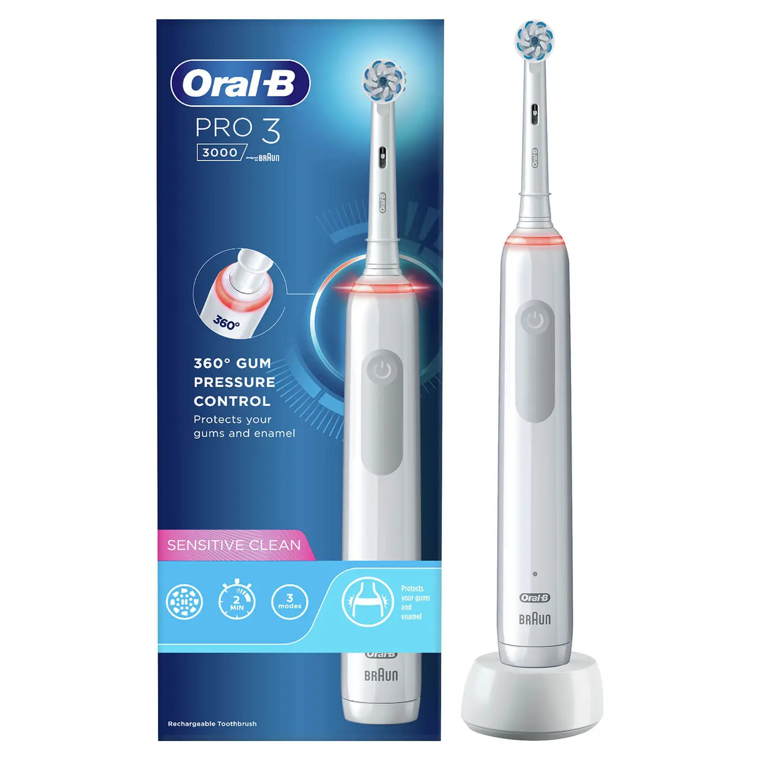 Elektrische tandenborstel ORAL-B Pro 3 - 3000 / Sensitive Clean / wit