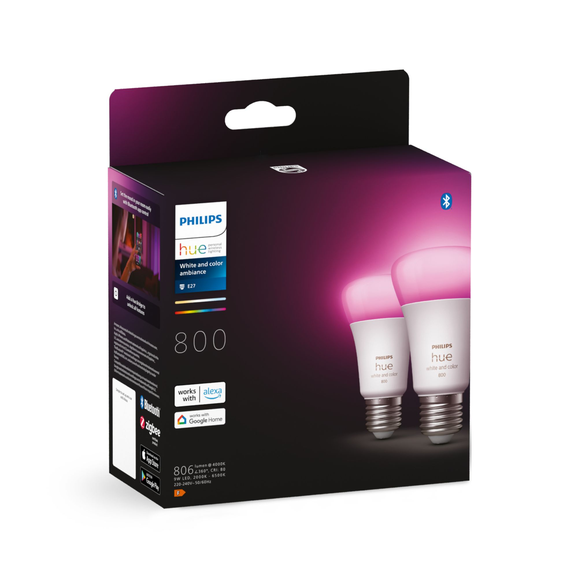 Lamp Philips Hue White Color Ambiance E27 800L 2-Pack