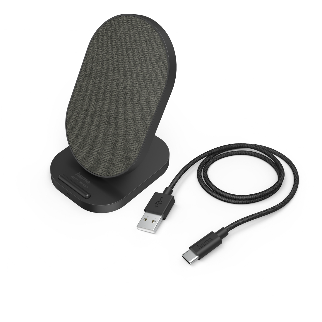 Hama QI-FC10S-Fabric Mobiele telefoon Zwart USB Draadloos opladen Snel opladen Binnen