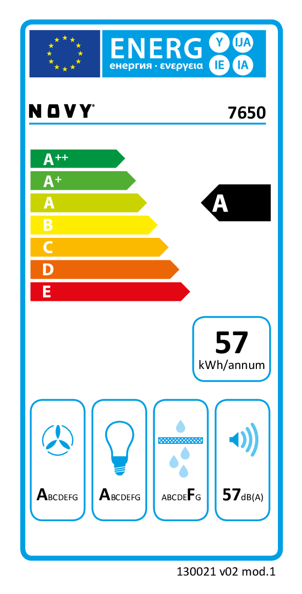 NOVY Flat'line Montée au mur Acier inoxydable 1080 m³/h