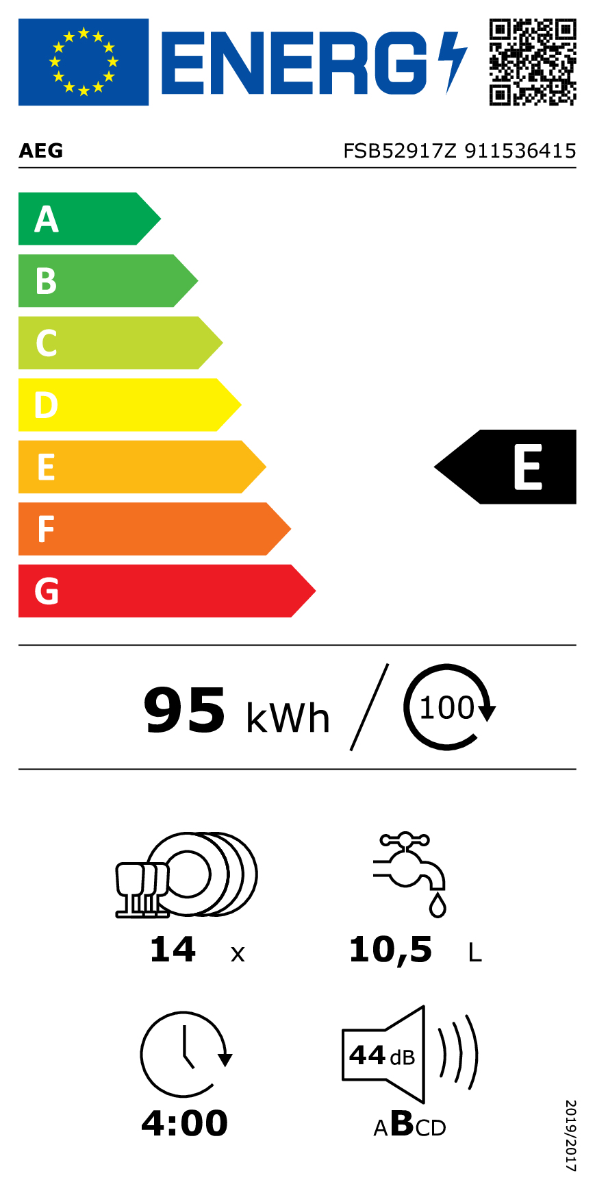 Vaatwasser BI AEG FSB52917Z / VI / A++ / 44dB / Besteklade