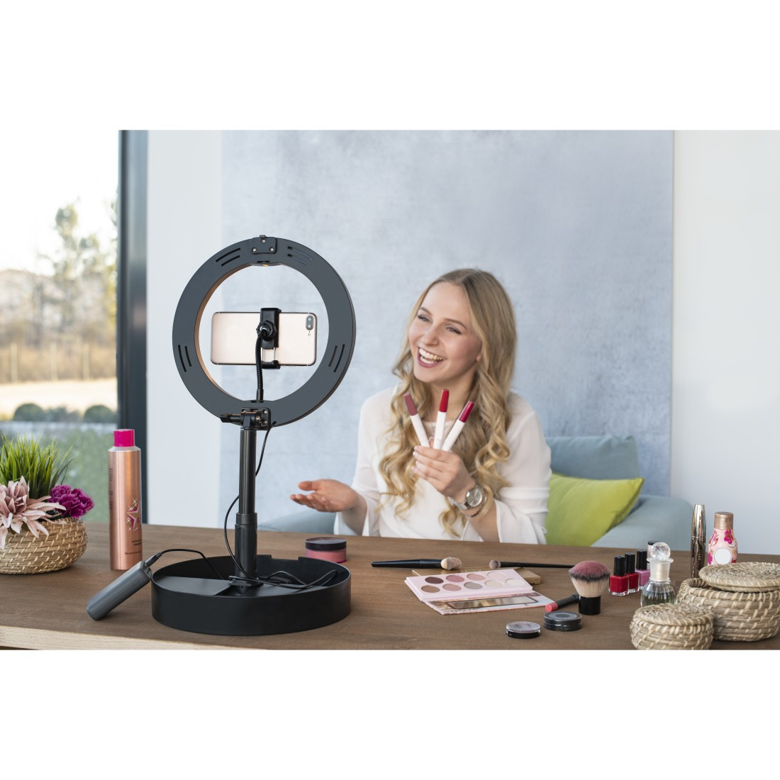 Hama Eclairage annulaire LED SpotLight FoldUp 102 pour smartphone
