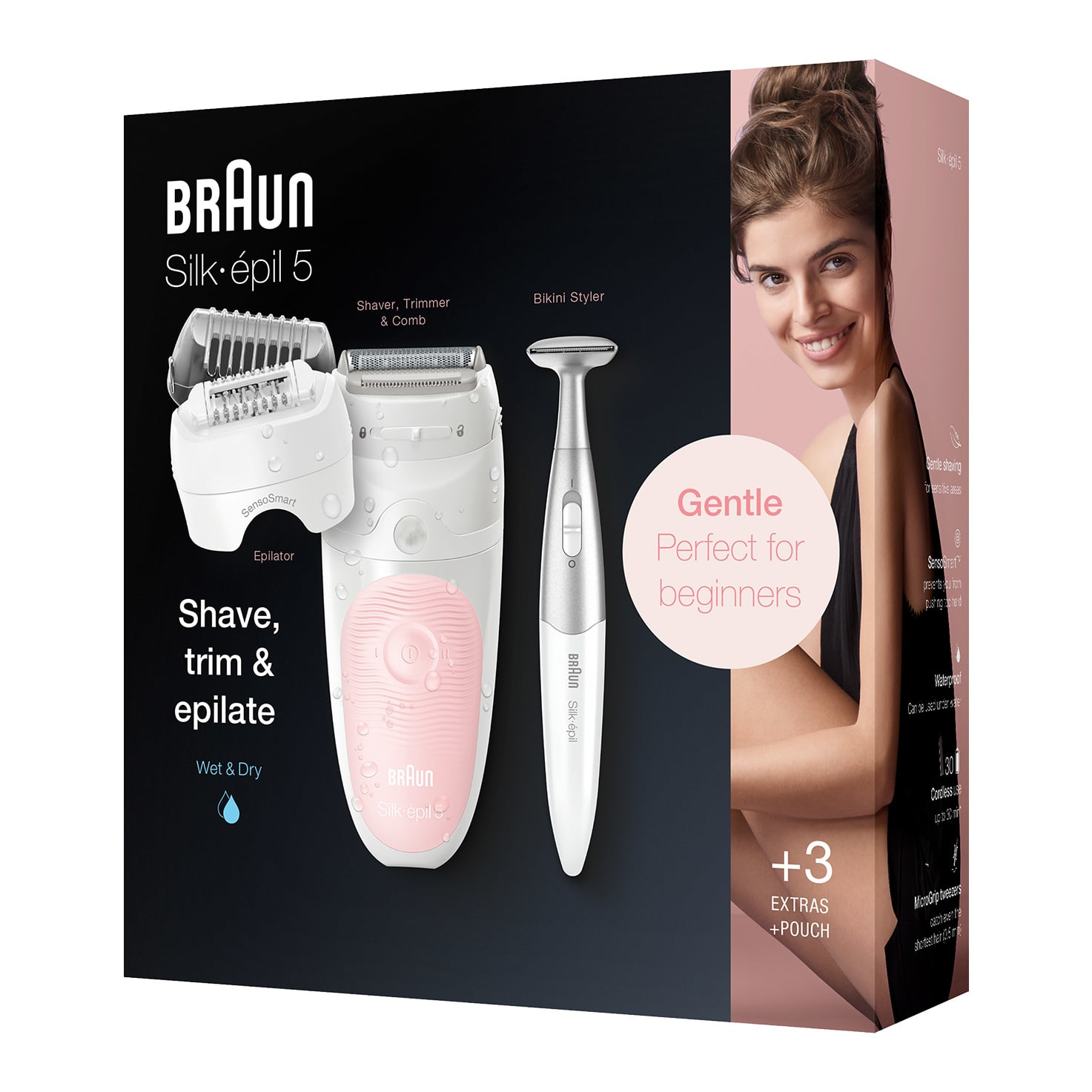 Braun Silk-épil 5 Silk-epil 5-620 Wet & Dry 28 pincetten Roze, Wit