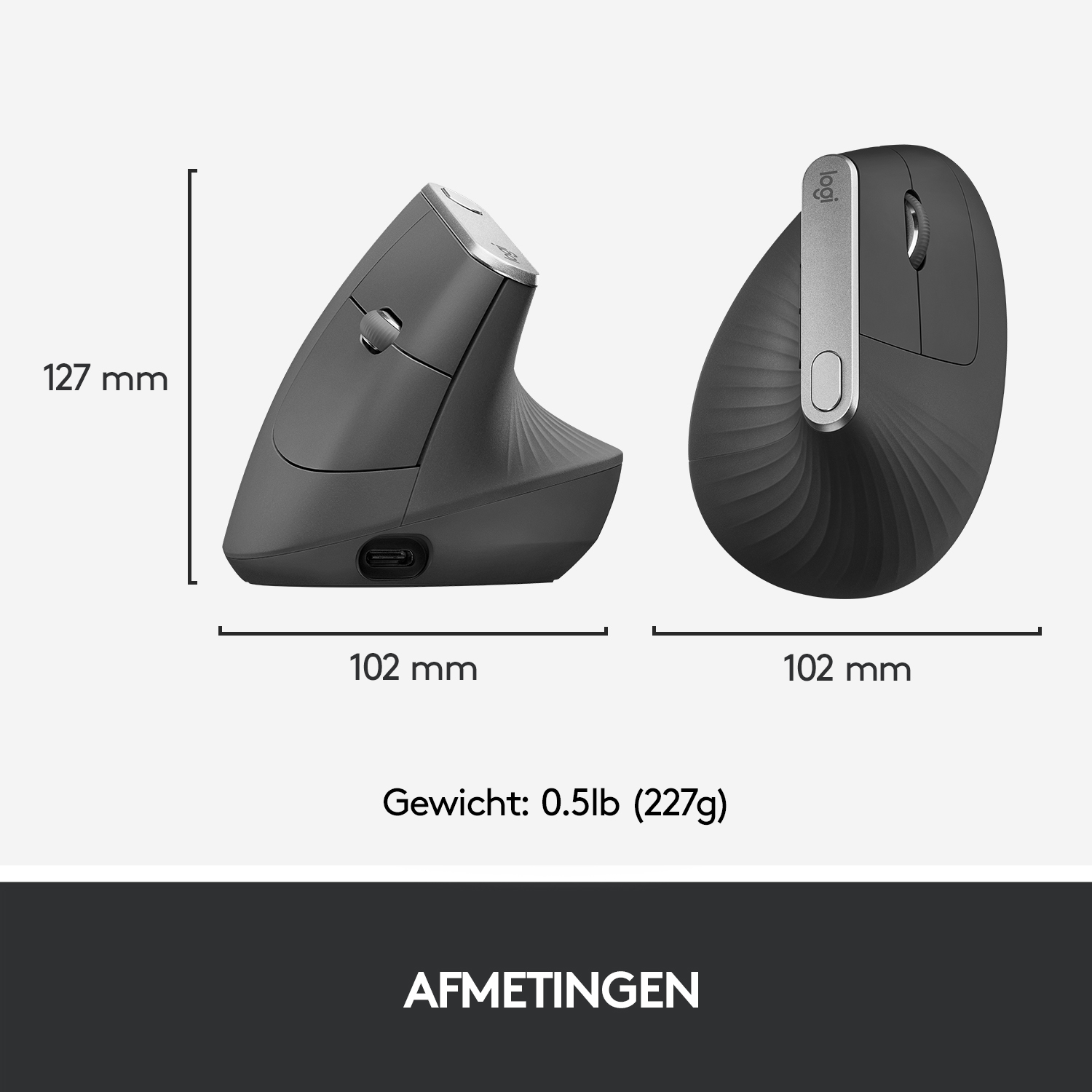 Draadloze Muis Logitech 910-005448MX Vertical Ergonomic GRA