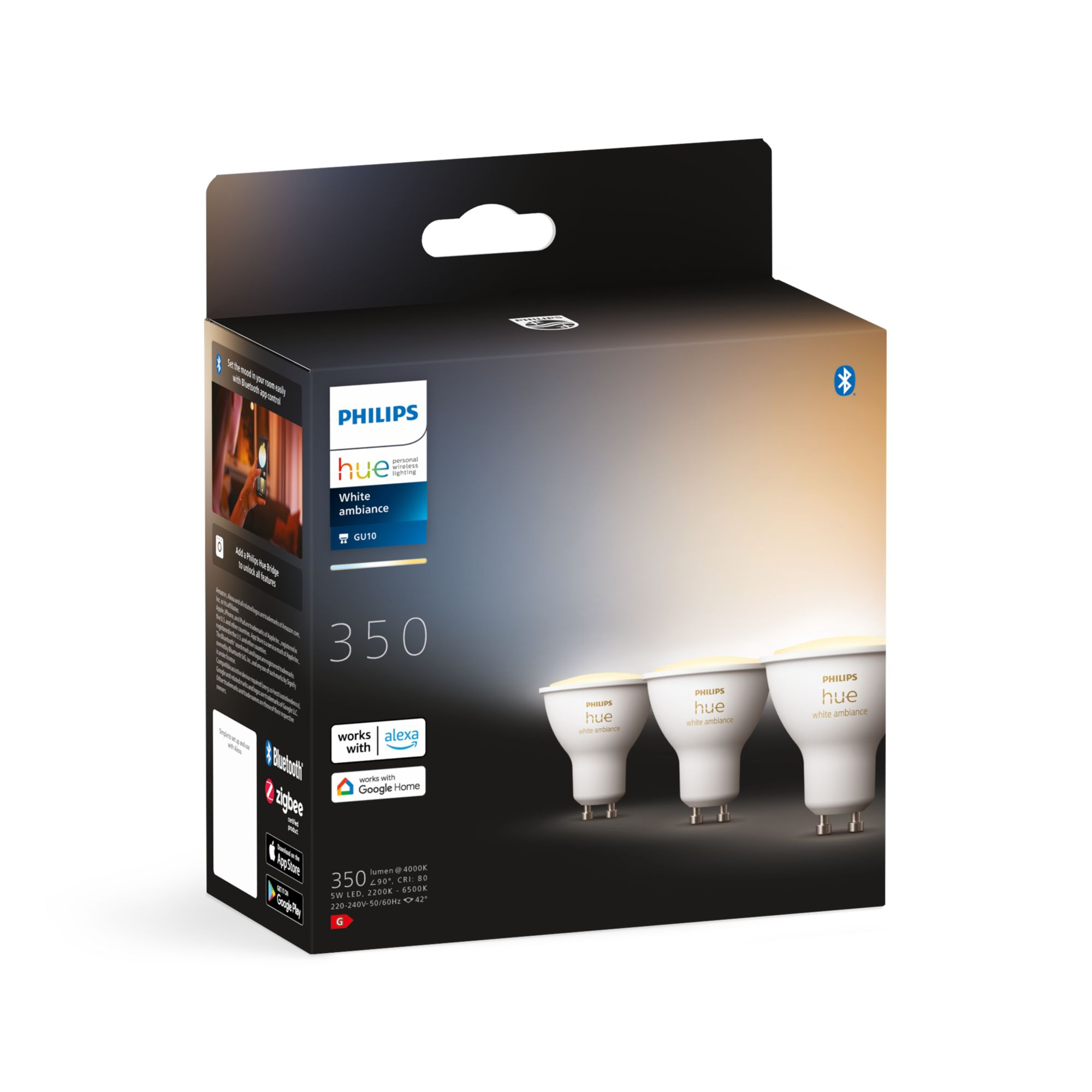 Lamp PHILIPS HUE White Ambiance GU10 3pcs