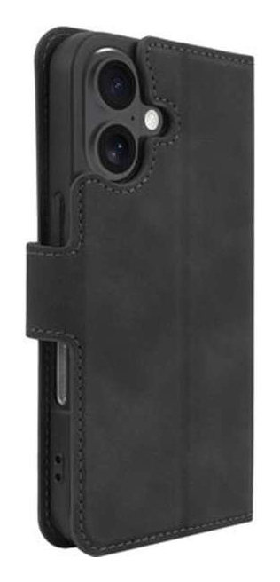 JustinCase Premium Wallet Case Apple iPhone 16 zwart