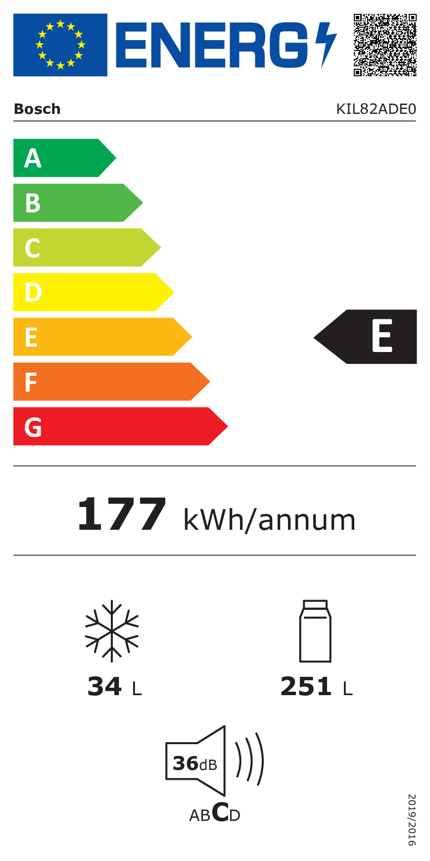 Bosch Serie 6 KIL82ADE0 frigo combine Intégré 285 L E Blanc