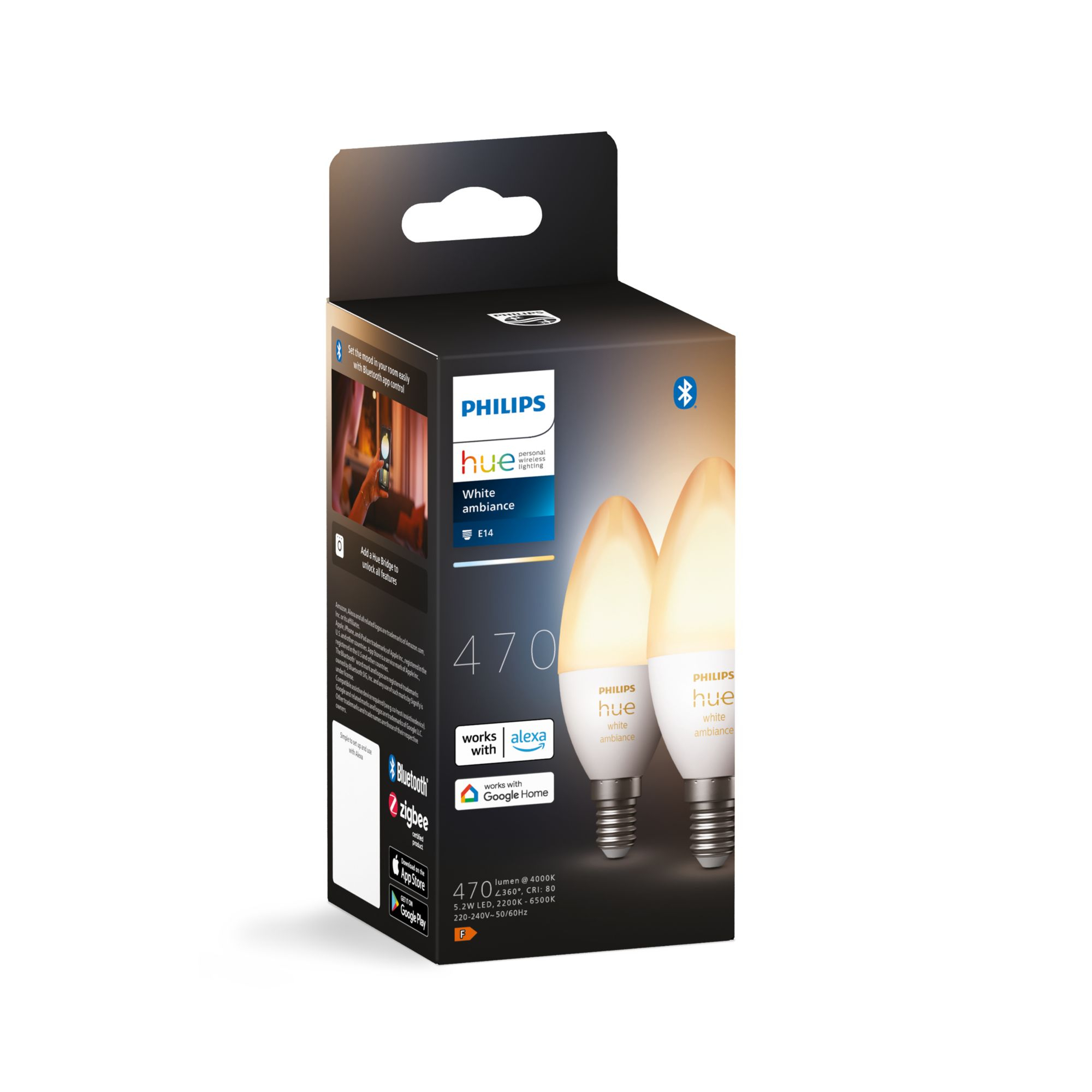 Philips Hue White ambiance Losse kaarslamp E14 duopak