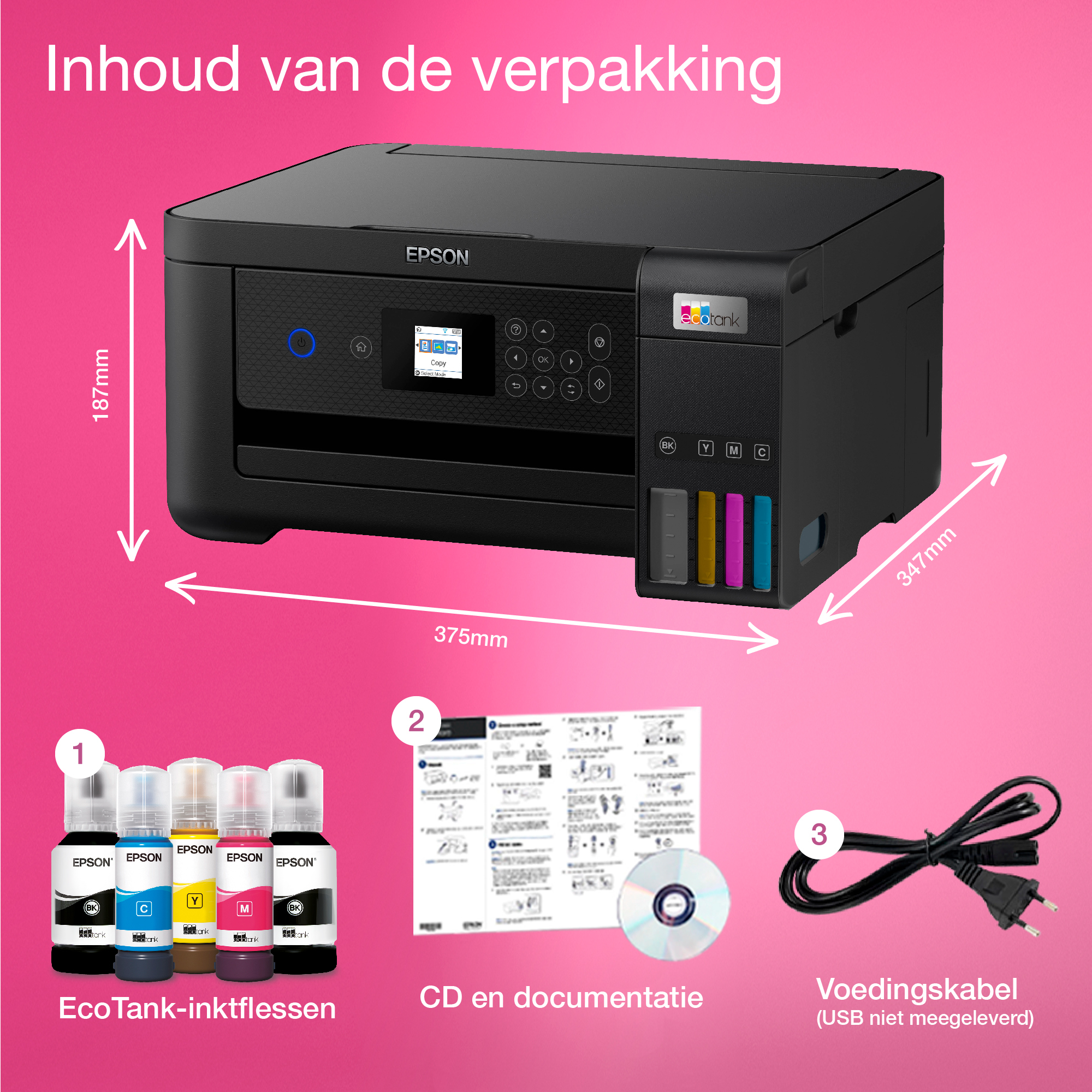 Printer Inkjet EPSON EcoTank ET-2850 Zwart AIOFlat Kleur A4