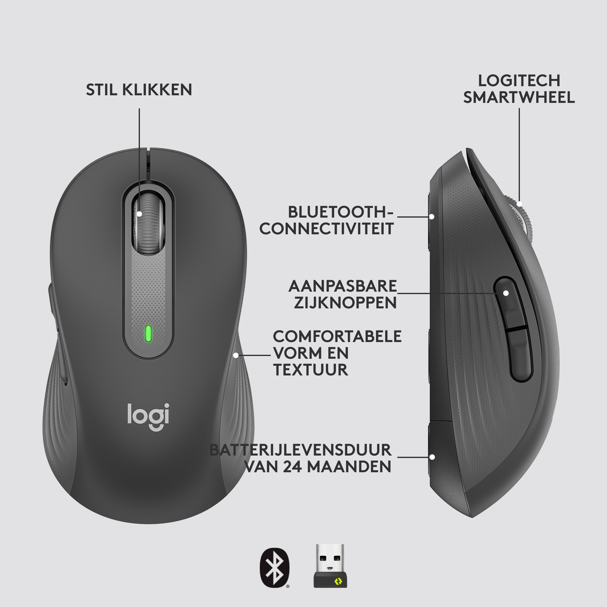 Draadloze Muis Logitech M650 LargeR Signature Graphite