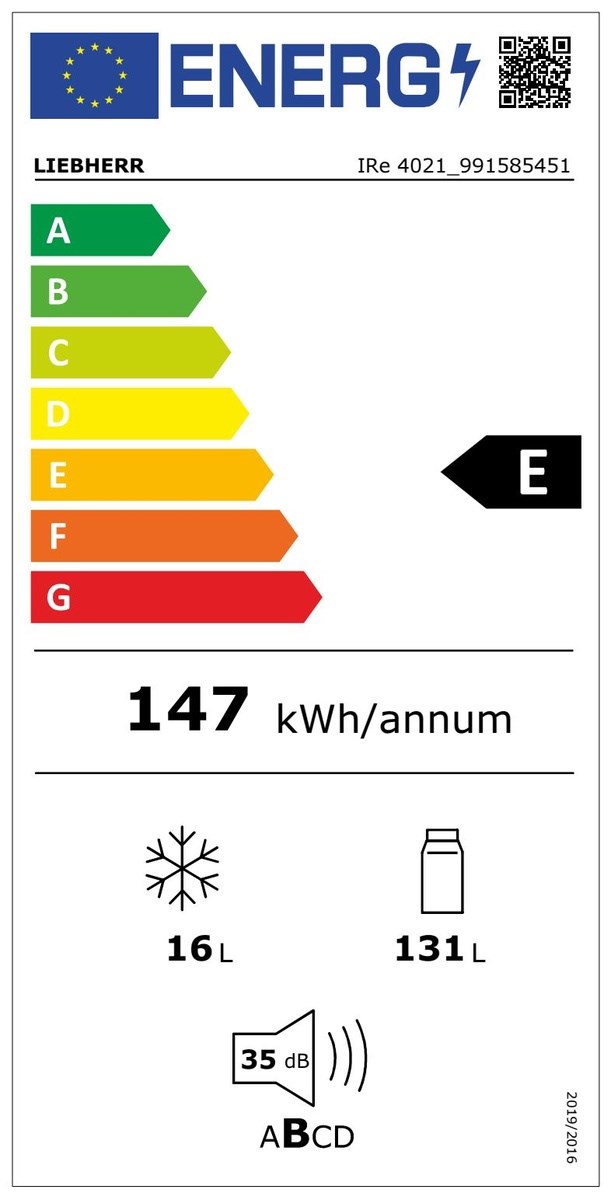 Liebherr IRe 4021 Plus frigo combine Intégré 146 L E Blanc