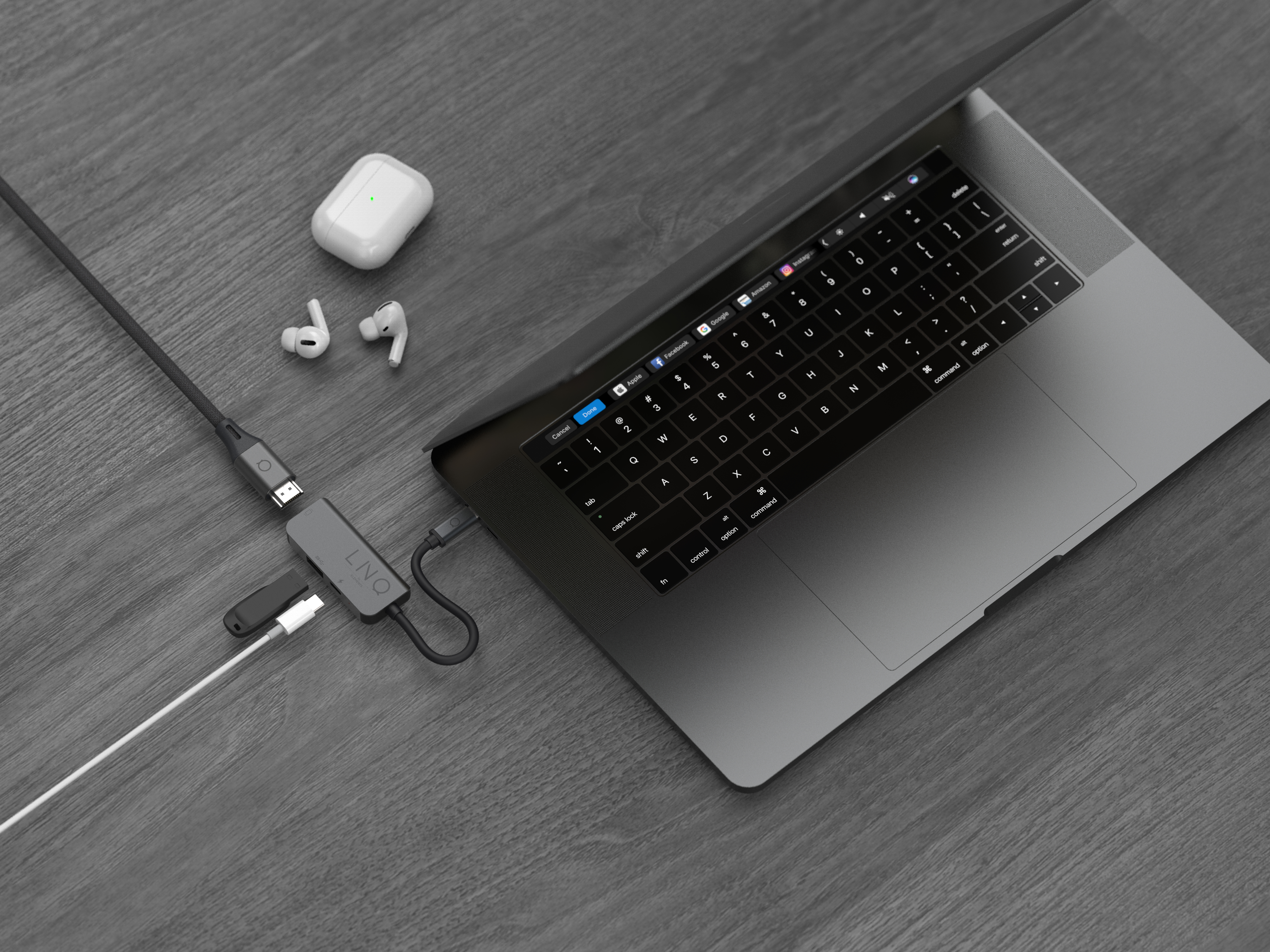 Linq 3 in 1 USB-C Hub, HDMI 4K/60Hz + USB-C 100W + USB-A 3.2 Gen1