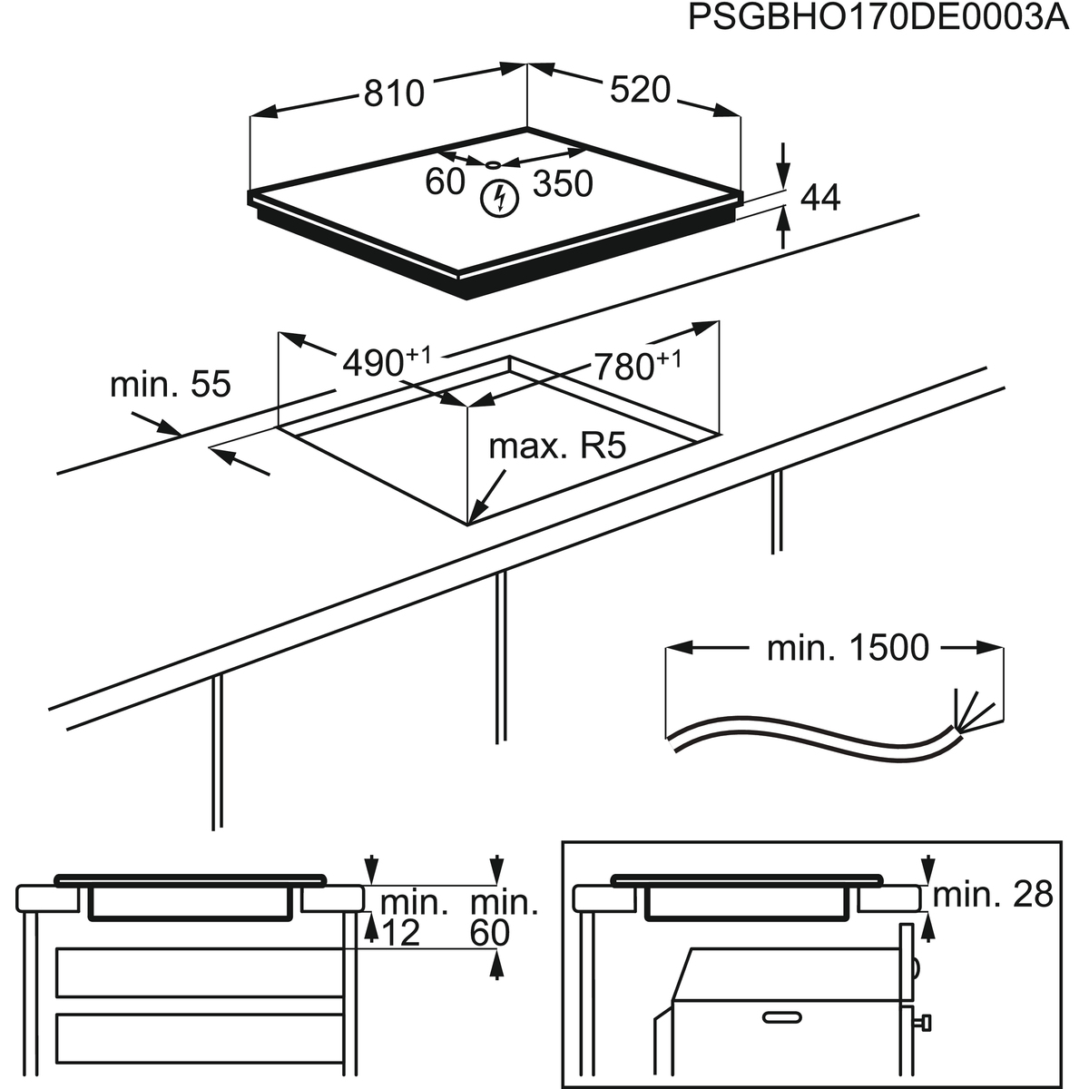 AEG IKE85651FB Zwart Ingebouwd 80 cm Inductiekookplaat zones 5 zone(s)
