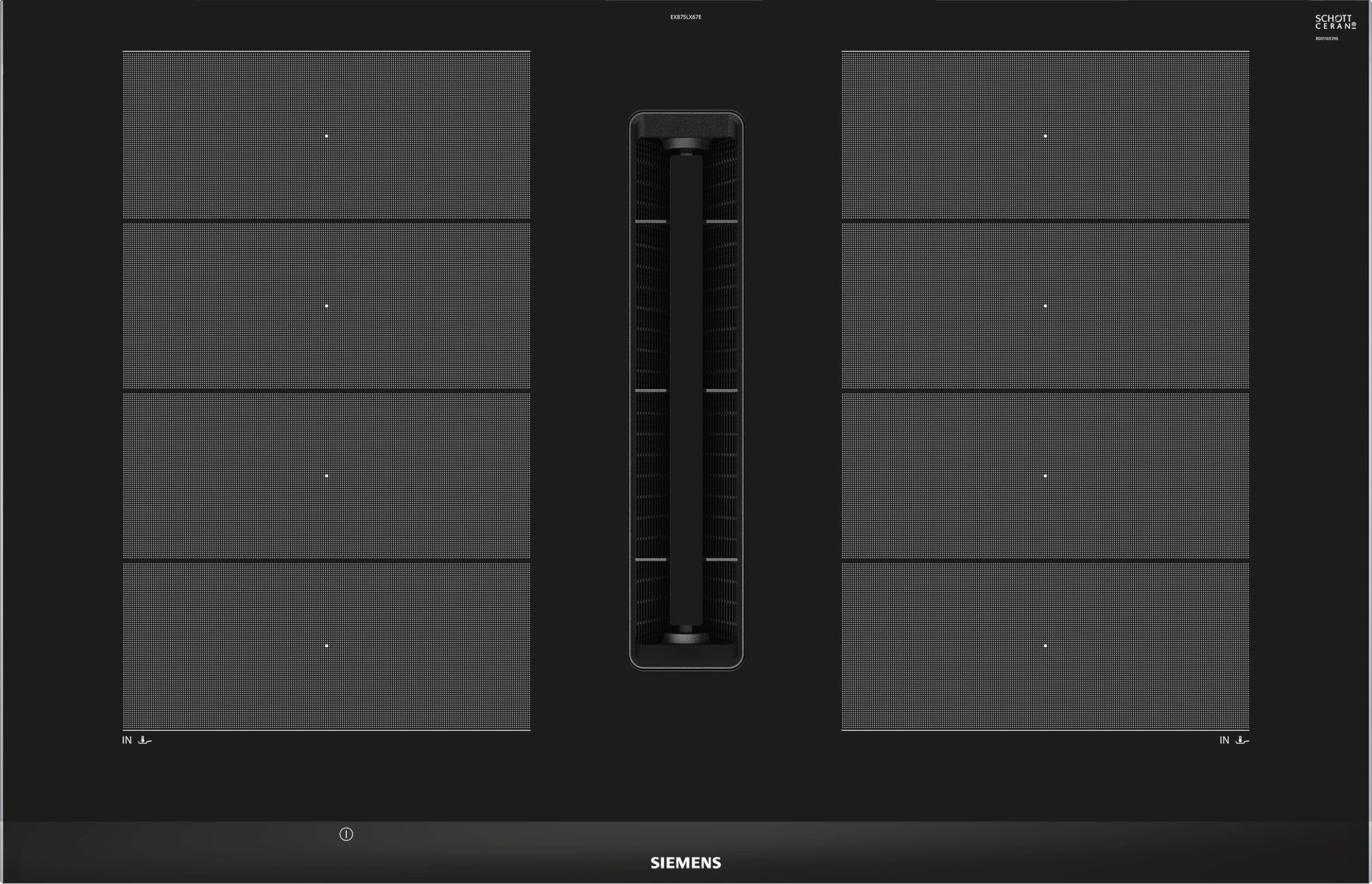 Siemens iQ700 EX875LX67E kookplaat Zwart, Roestvrijstaal Ingebouwd 80 cm Inductiekookplaat zones 4 zone(s)