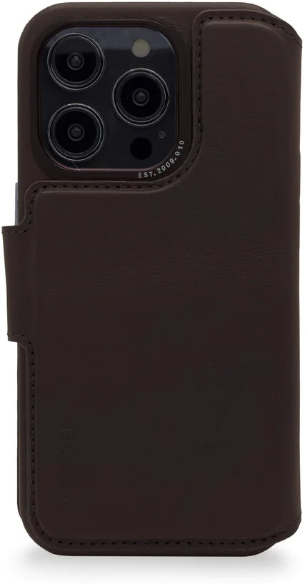 Decoded iPhone 14 Pro, housse wallet amovible cuir, brun chocolat