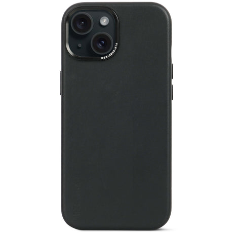 Decoded iPhone 15, housse cuir, noir