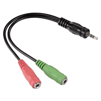 Hama Adaptateur souple, jack 3,52mm mâle 4 pôles => 2 jacks 3,52mm femelles