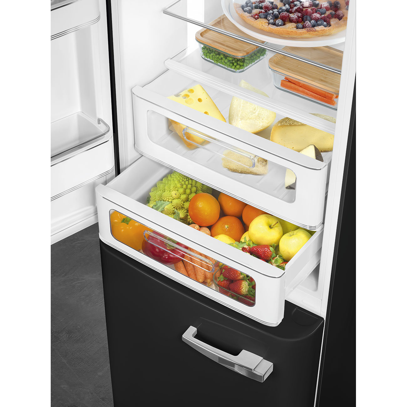 Smeg FAB32LBL5 koel-vriescombinatie Vrijstaand 331 l D Zwart