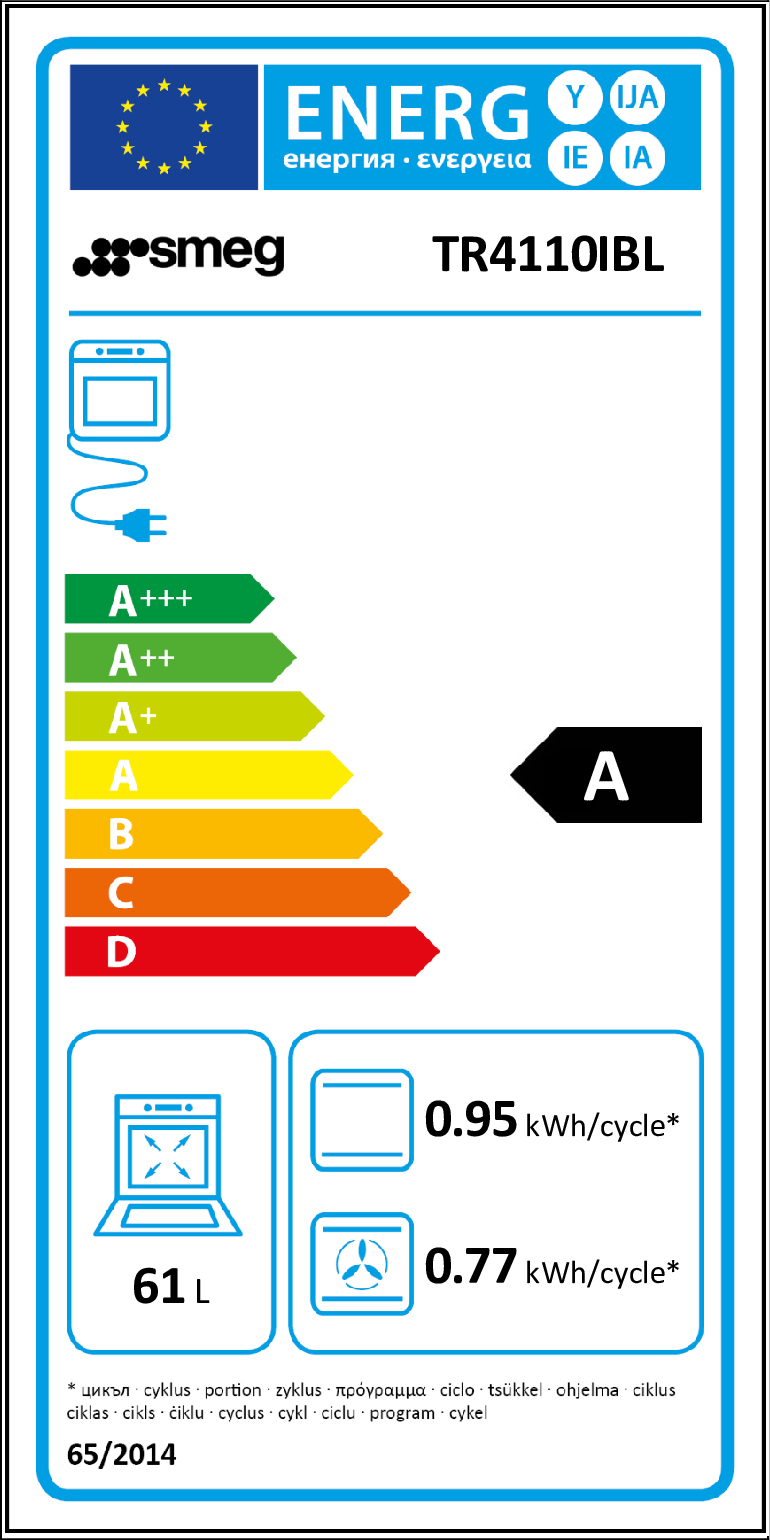Smeg TR4110IBL fornuis Vrijstaand fornuis Electrisch Inductiekookplaat zones Zwart A