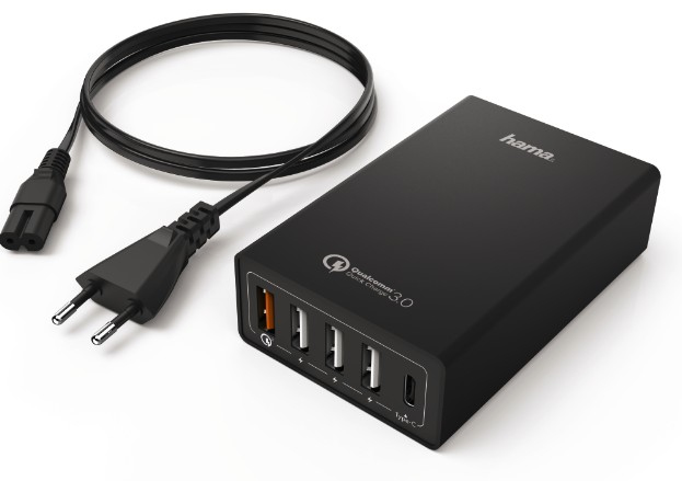 Stroomadap. USBHAMA 183264 Oplaadstation 5-voudig (1x QC3.0
