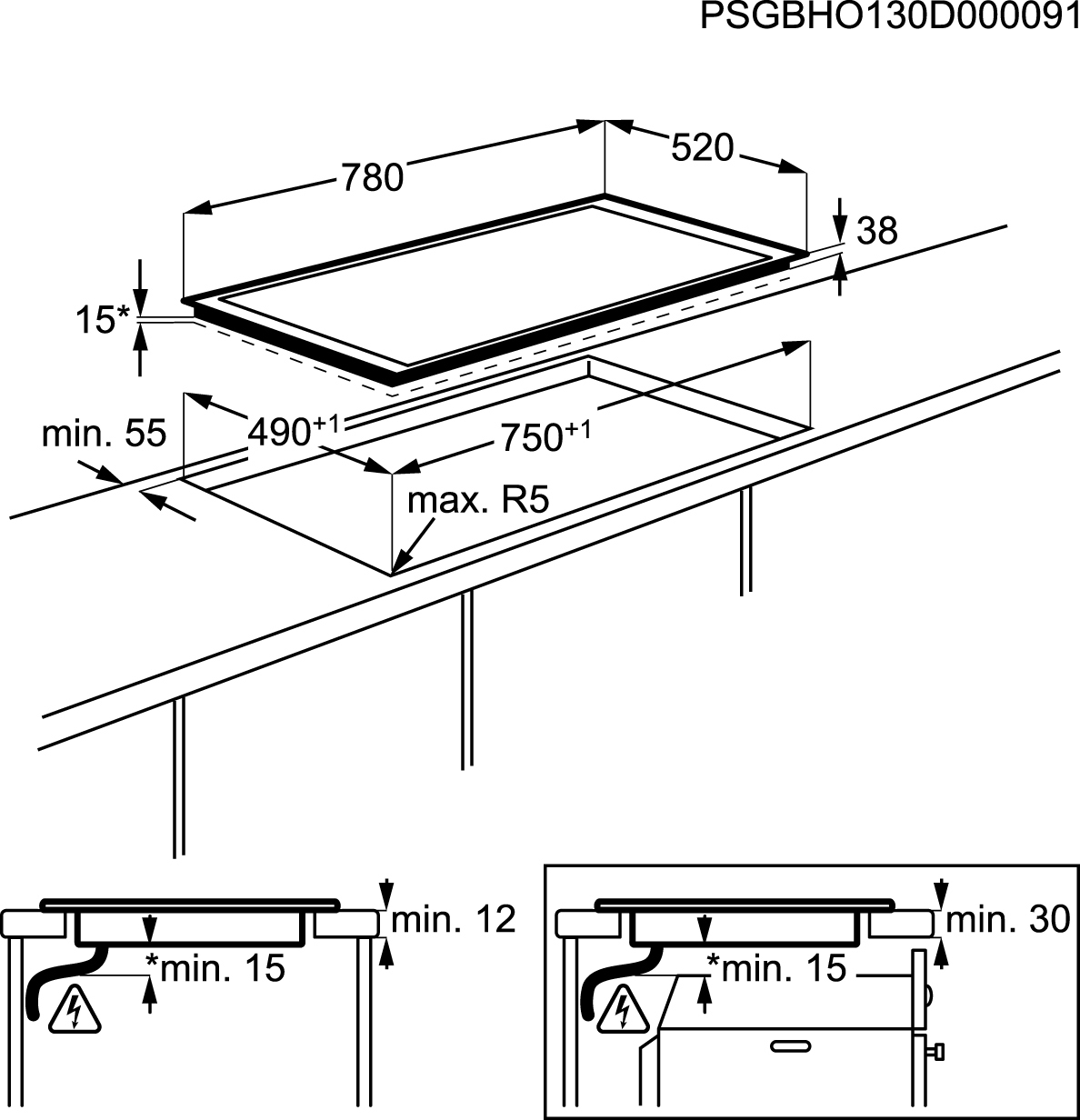 Kookplaat BI AEG HK854870FB / Keramisch / Zwart