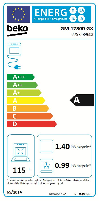 Beko GM17300GX four et cuisinière Electrique Céramique Noir, Acier inoxydable A