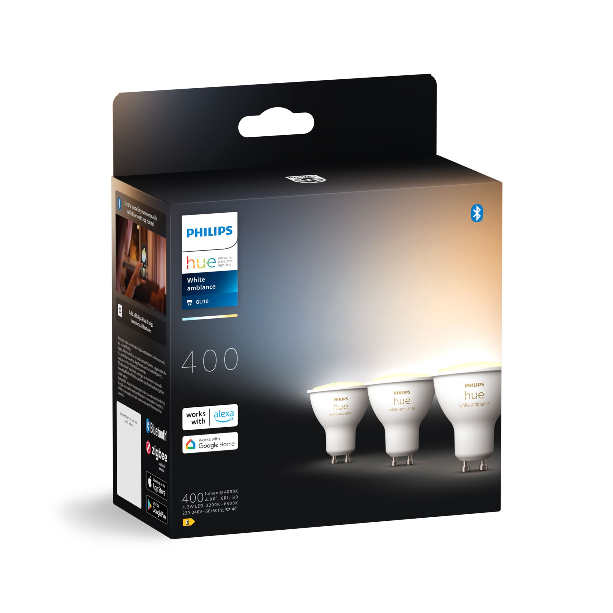 Lamp PHILIPS HUE White Ambiance GU10 3pcs