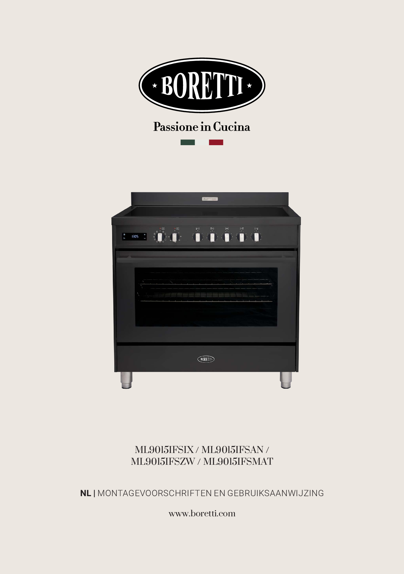 Fornuis BORETTI ML9015IFSMAT /Milano/90cm/Inductie/Mat