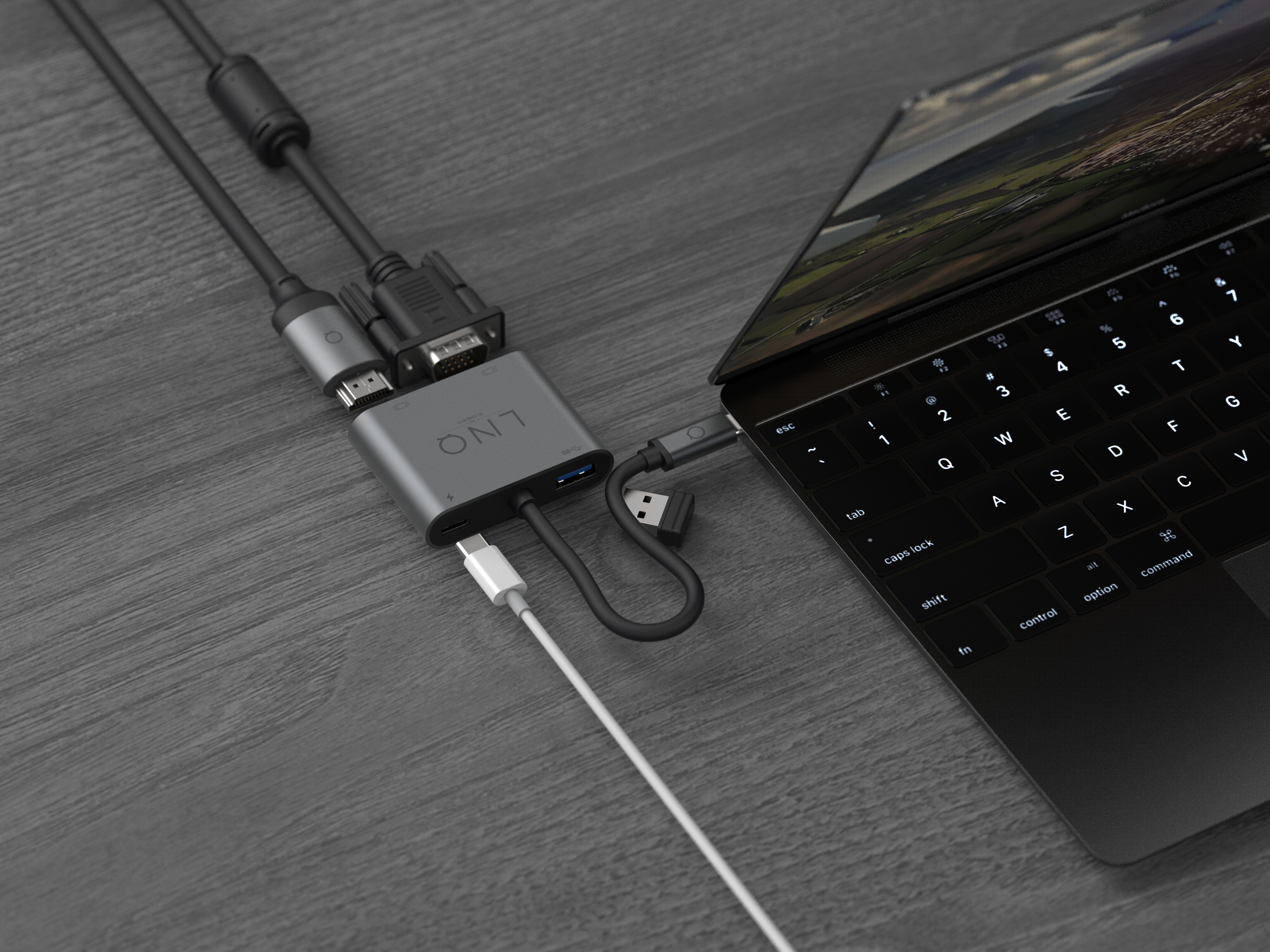 Linq 4 in 1 USB-C Hub HDMI 4K/60Hz + VGA + USB-C 100W + USB-A 3.2Gen1 