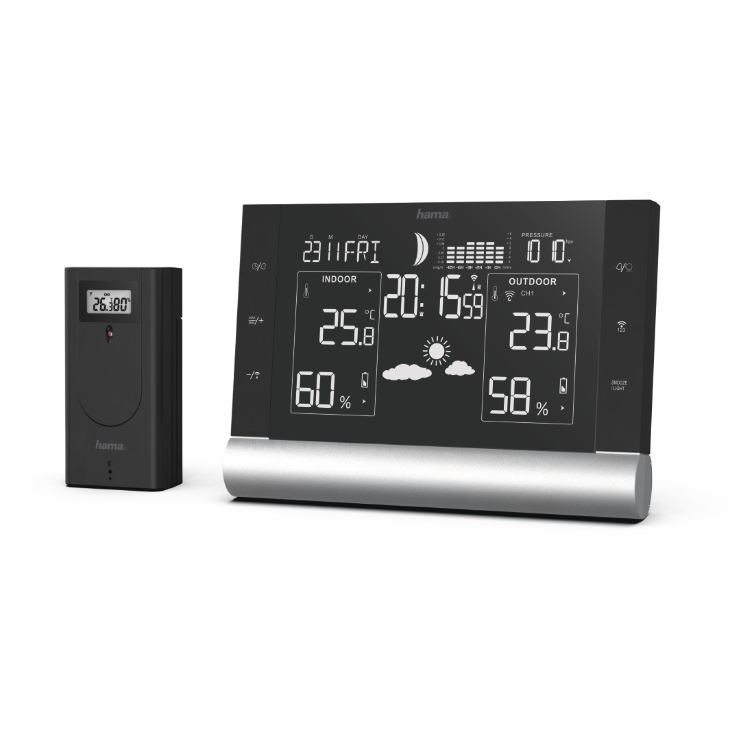 Hama Weerstation "Black Line Plus", zwart