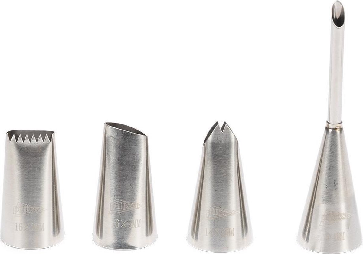 Deco-spuitmondjes PATISSE 11.PA1763 Inox / 4-delig