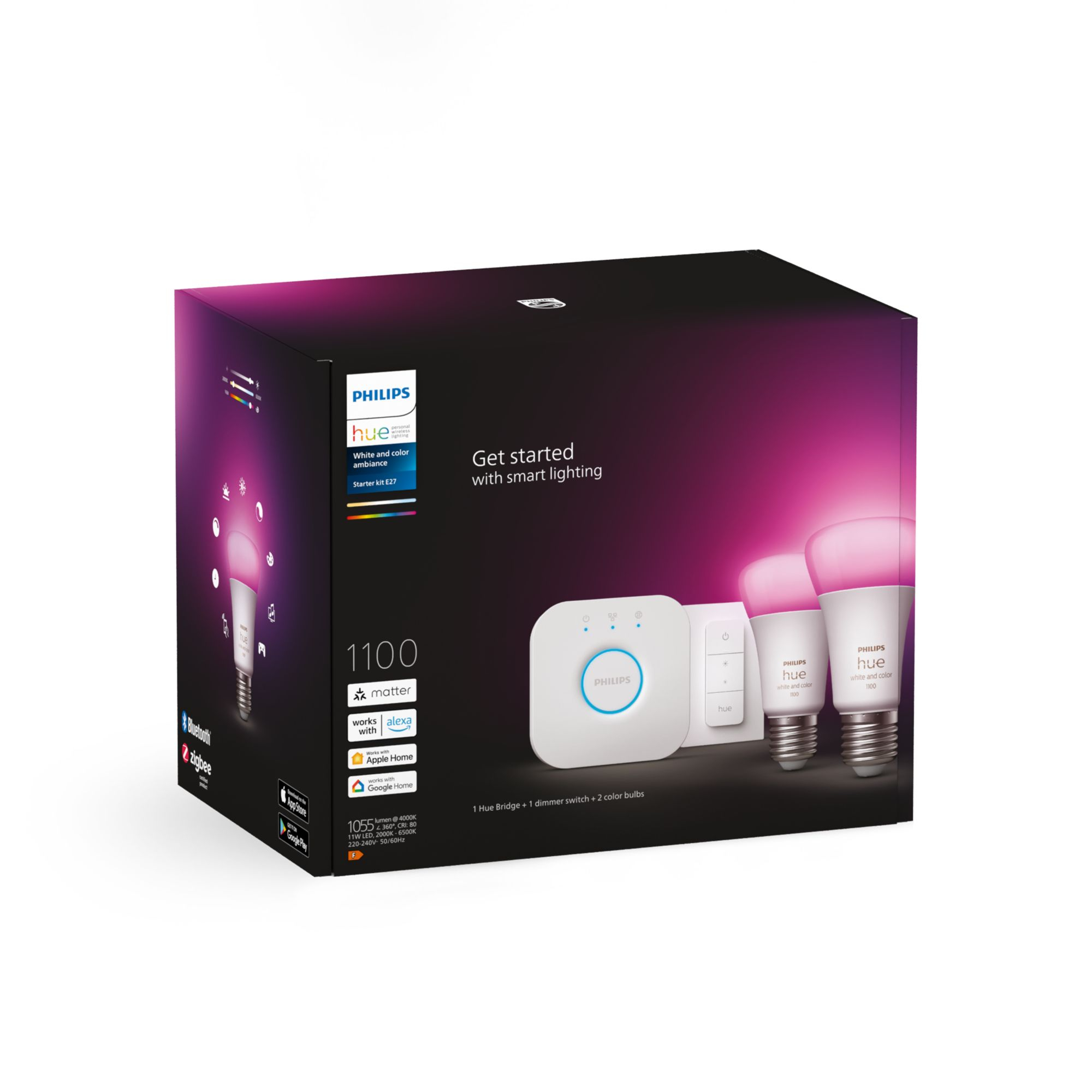 Starterkit PHILIPS HUE White Color Ambiance E27 x2 +Brdige +Dim