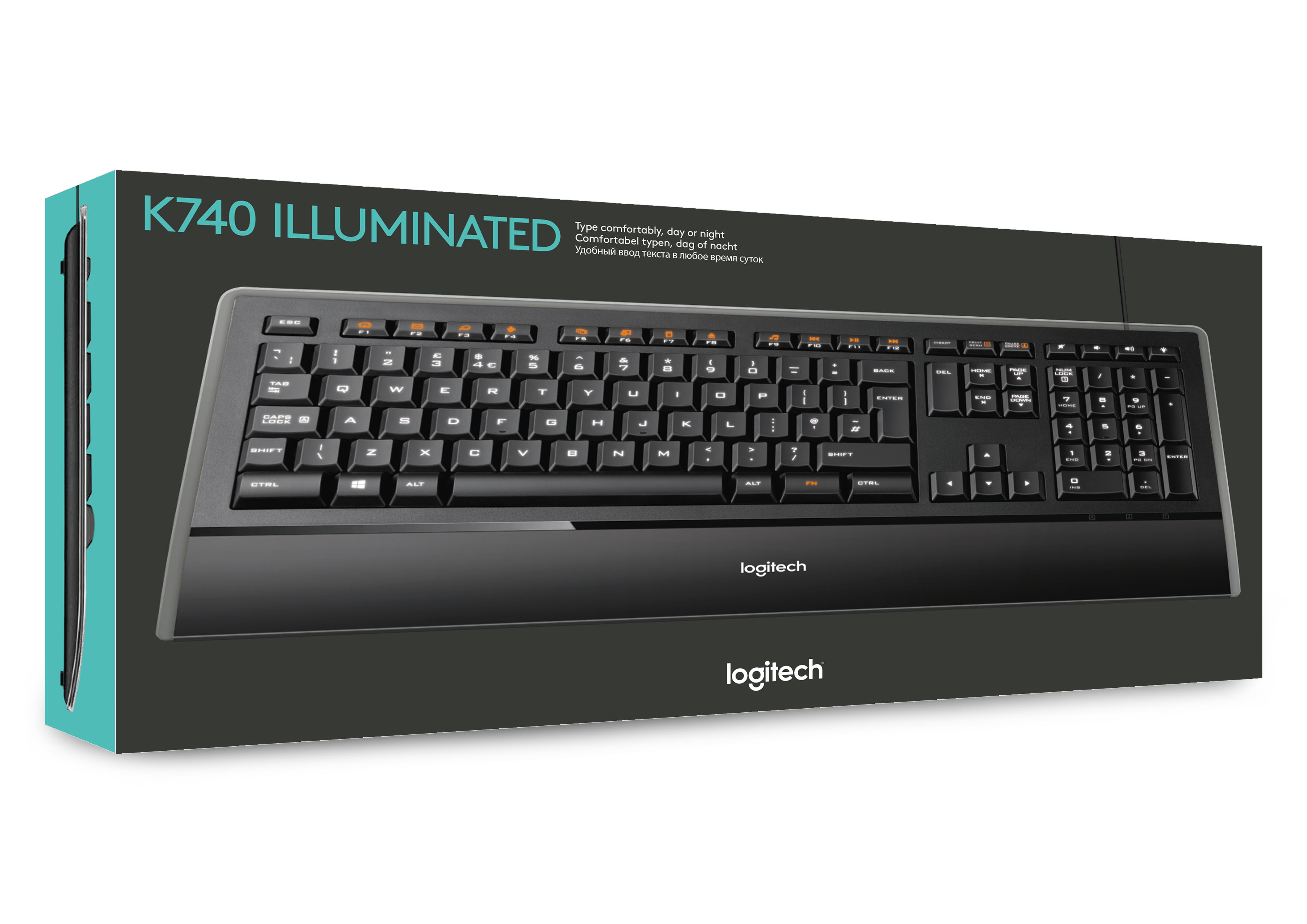 Logitech Illuminated Keyboard k740 toetsenbord Kantoor USB AZERTY Frans Zwart