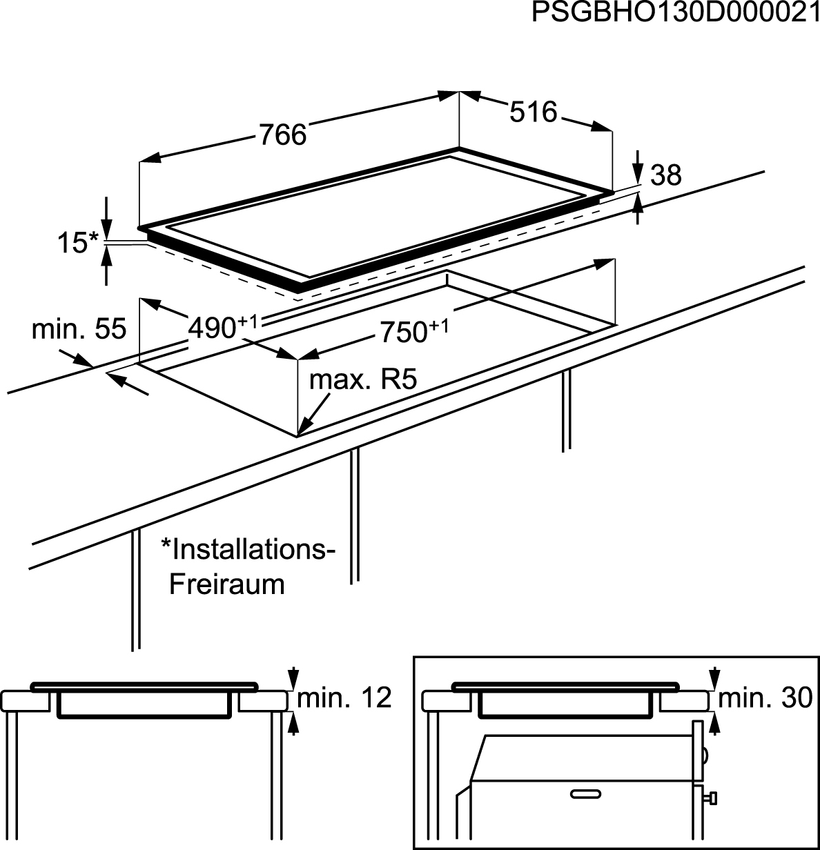Vitrokeramische kookplaat AEG HK834060XB 80cm