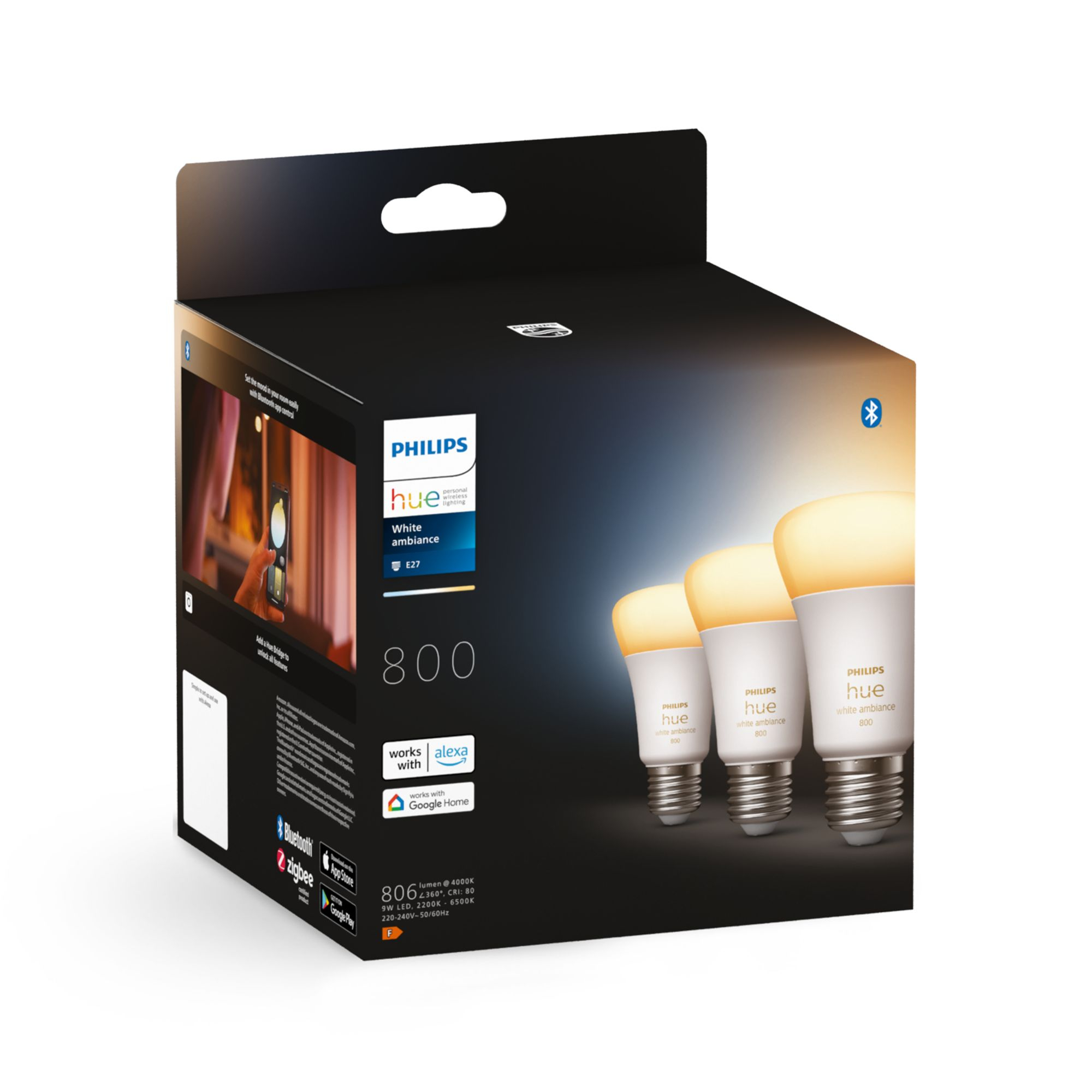 PHILIPS HUE WA A19 BULB 800LM 3P