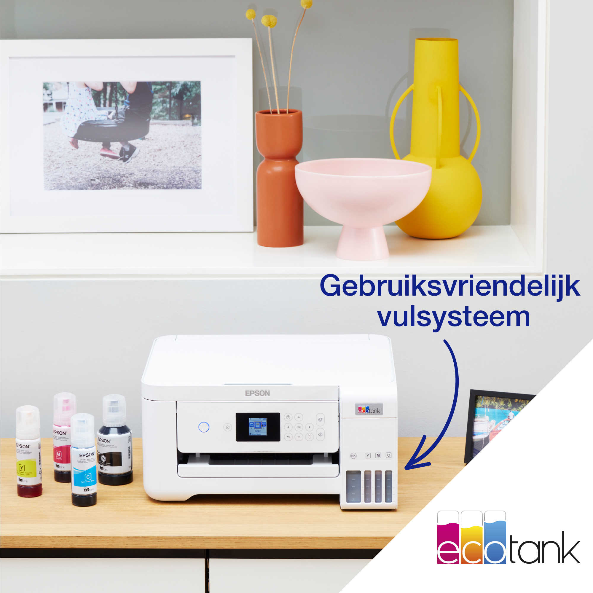 Printer Inkjet EPSON EcoTank ET-2856 Wit AIOFlat Kleur A4