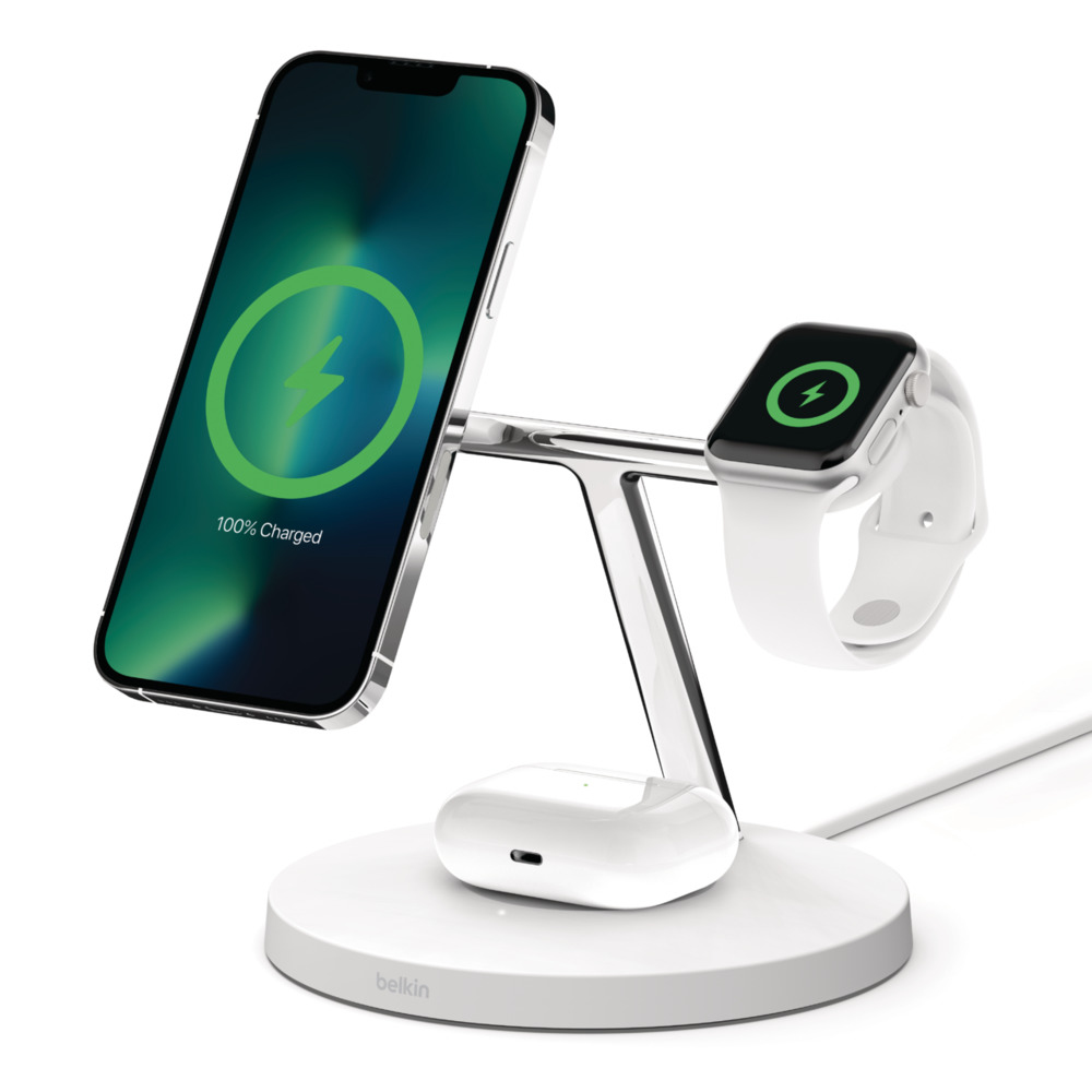 BELKIN Boost Charge Pro MagSafe 3-in-1 Wireless Stand White